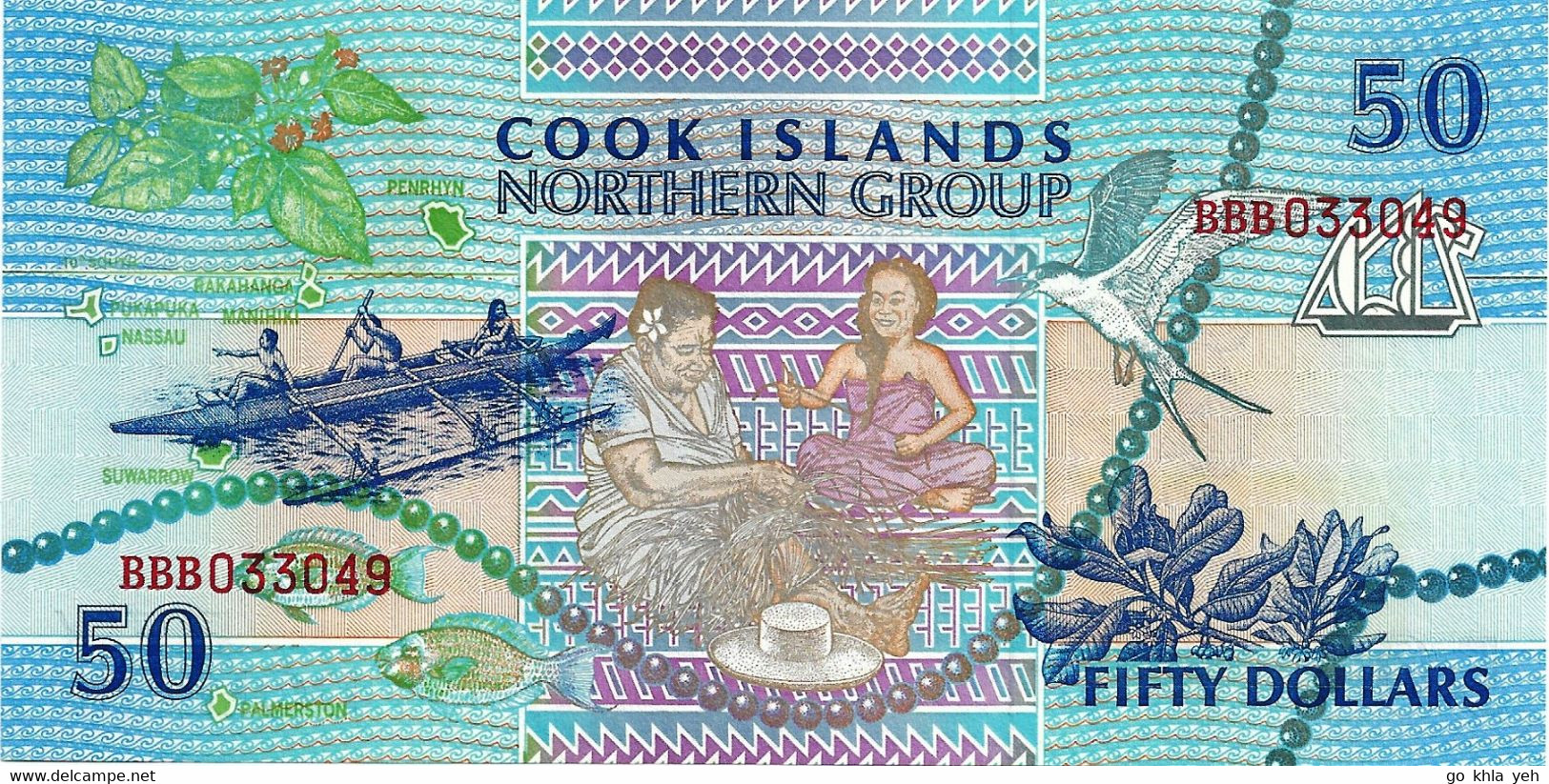 COOK 1992 50 Dollar - P.10a Neuf UNC - Isole Cook