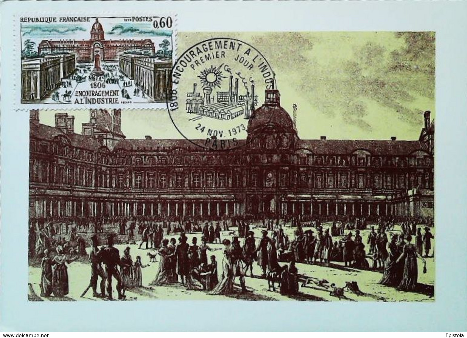 ► Encouragement à L'industrie - Expostion Au Louvre En 1806  (Paris 1973)  Carte Maximum Card - Usines & Industries