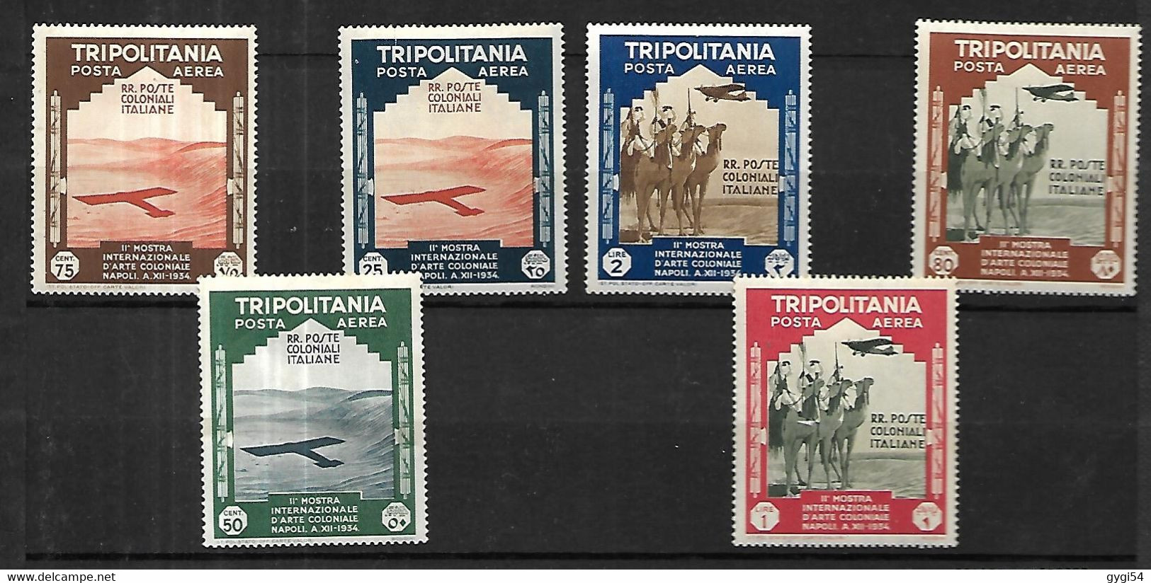 Tripolitania  Poste Aérienne 1934 Cat Yt N°  57  à   62  N* MLH - Tripolitaine