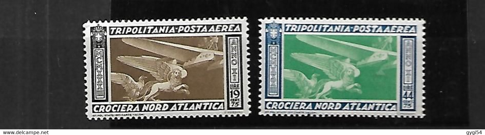 Tripolitania  Poste Aérienne 1933 Cat Yt N°  37 Et 38   N* MLH (signés) - Tripolitania