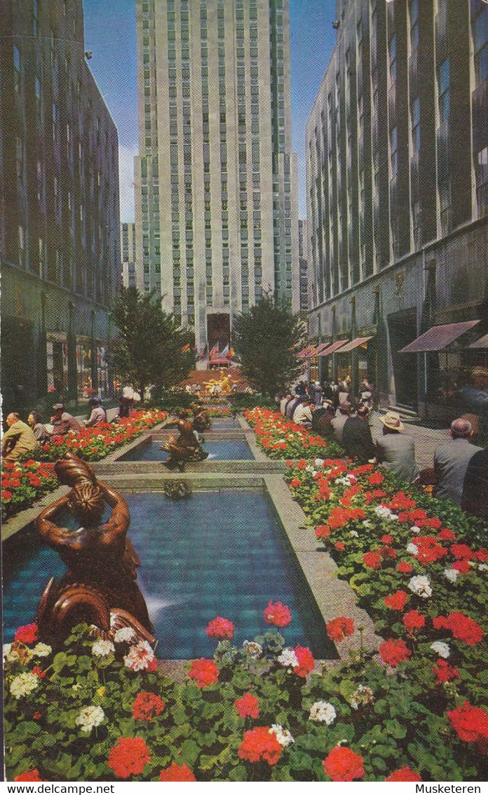 United States PPC Fountains & Gardens In The Promenade Rockefeller Plaza 1959 STOCKHOLM Sweden Pan American Games - Places