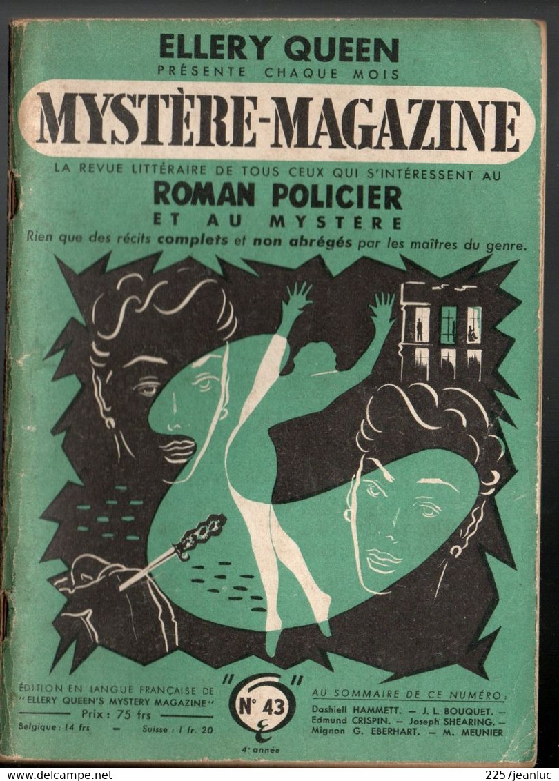 Lot 3 Livres  Mystère Magazine  N: 43- 53 & 58 - De Ellery Queen - Années 1951 Et 1952 - Jacquier, Ed.