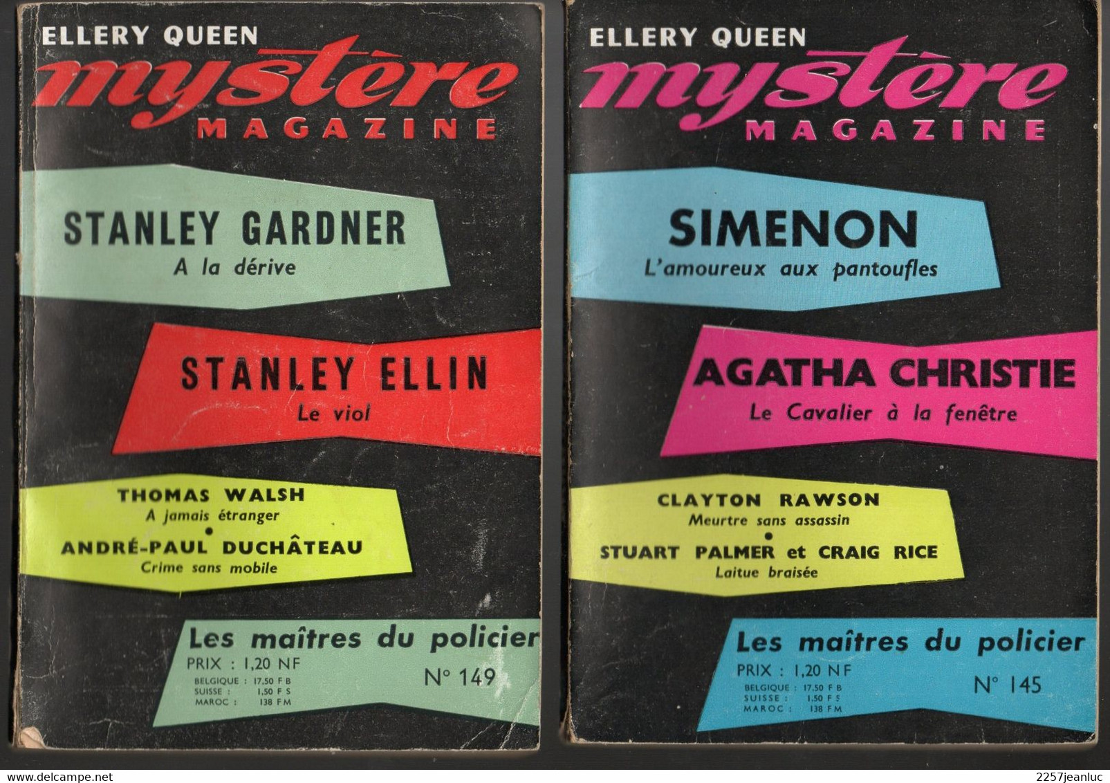 Lot 2 Livres  Mystère Magazine  N: 145 & 149 - De Ellery Queen - Années 1960 - Jacquier, Ed.