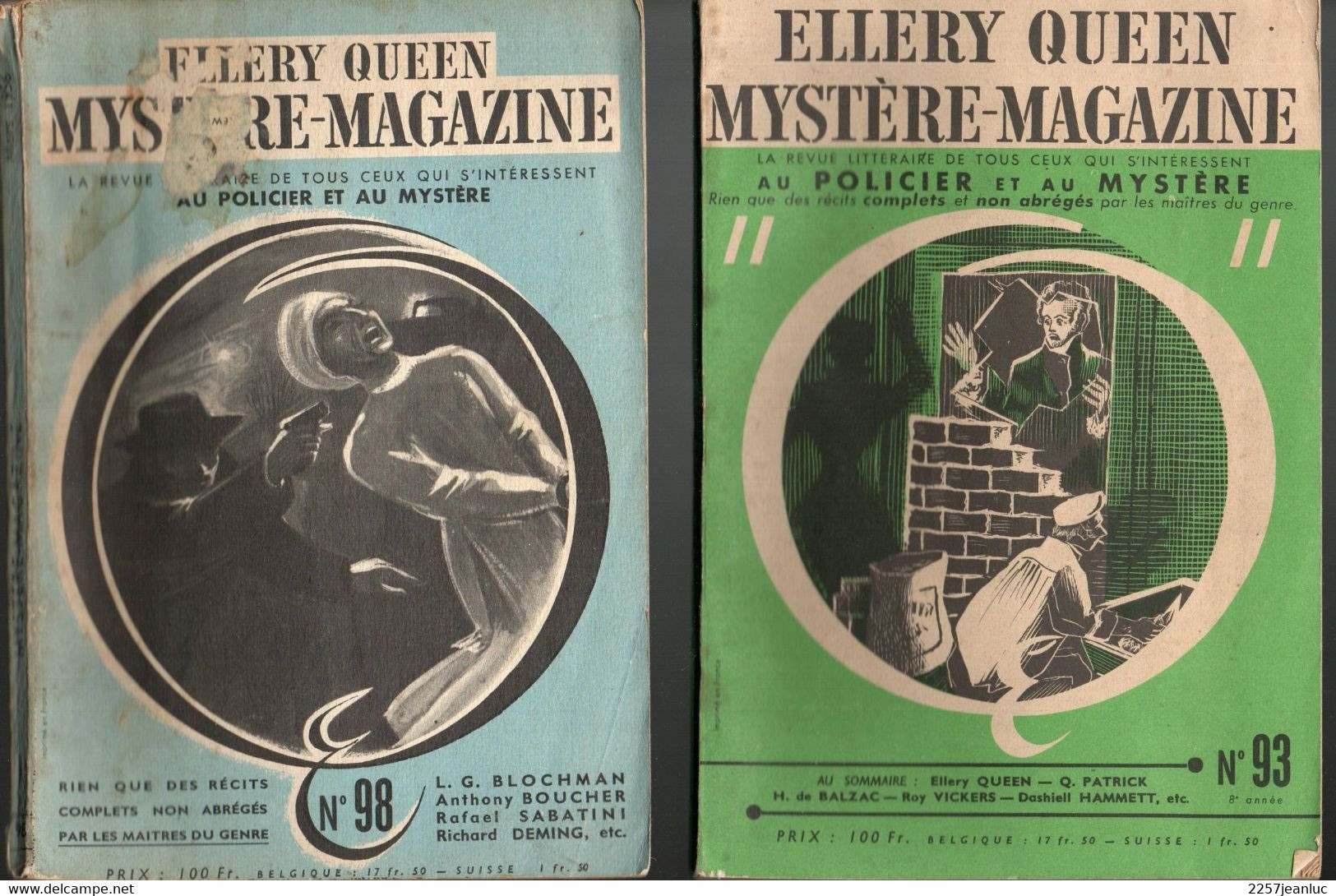 Lot 2 Livres  Mystère Magazine  N: 93 & 98 - De Ellery Queen - Années 1955 Et 1956 - Jacquier, Ed.