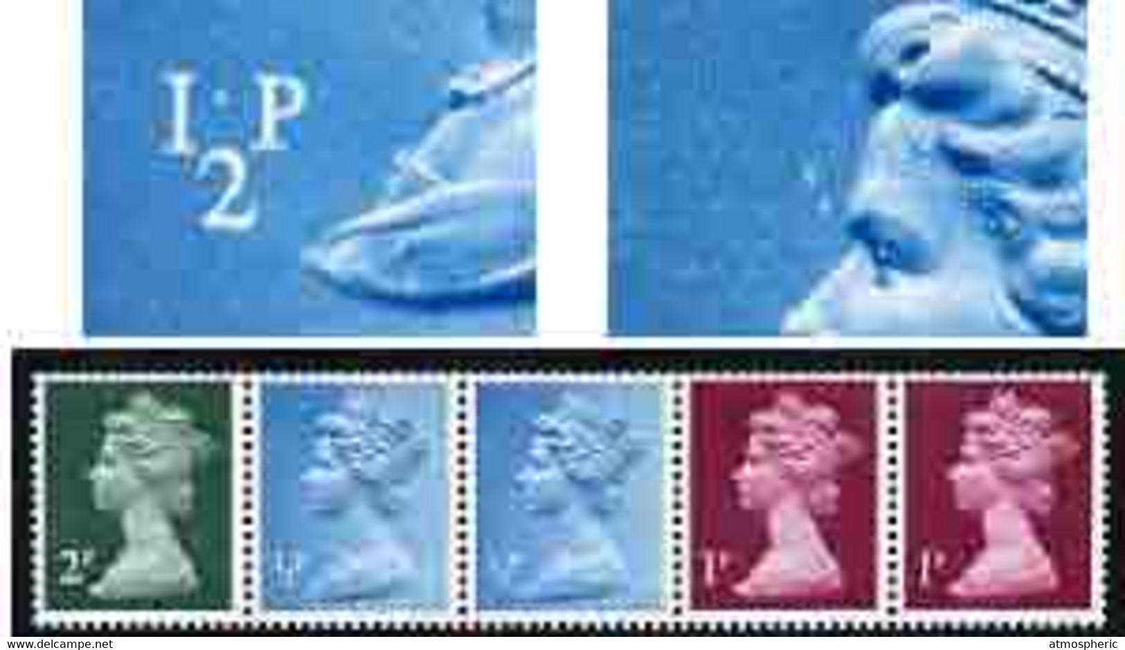 Great Britain 1971 Machin Multi-value Coil (2p,1/2p,1/2p,1p,1p) With Constant Variety 'white Spot Between 1 And P On Fir - Sheets, Plate Blocks & Multiples