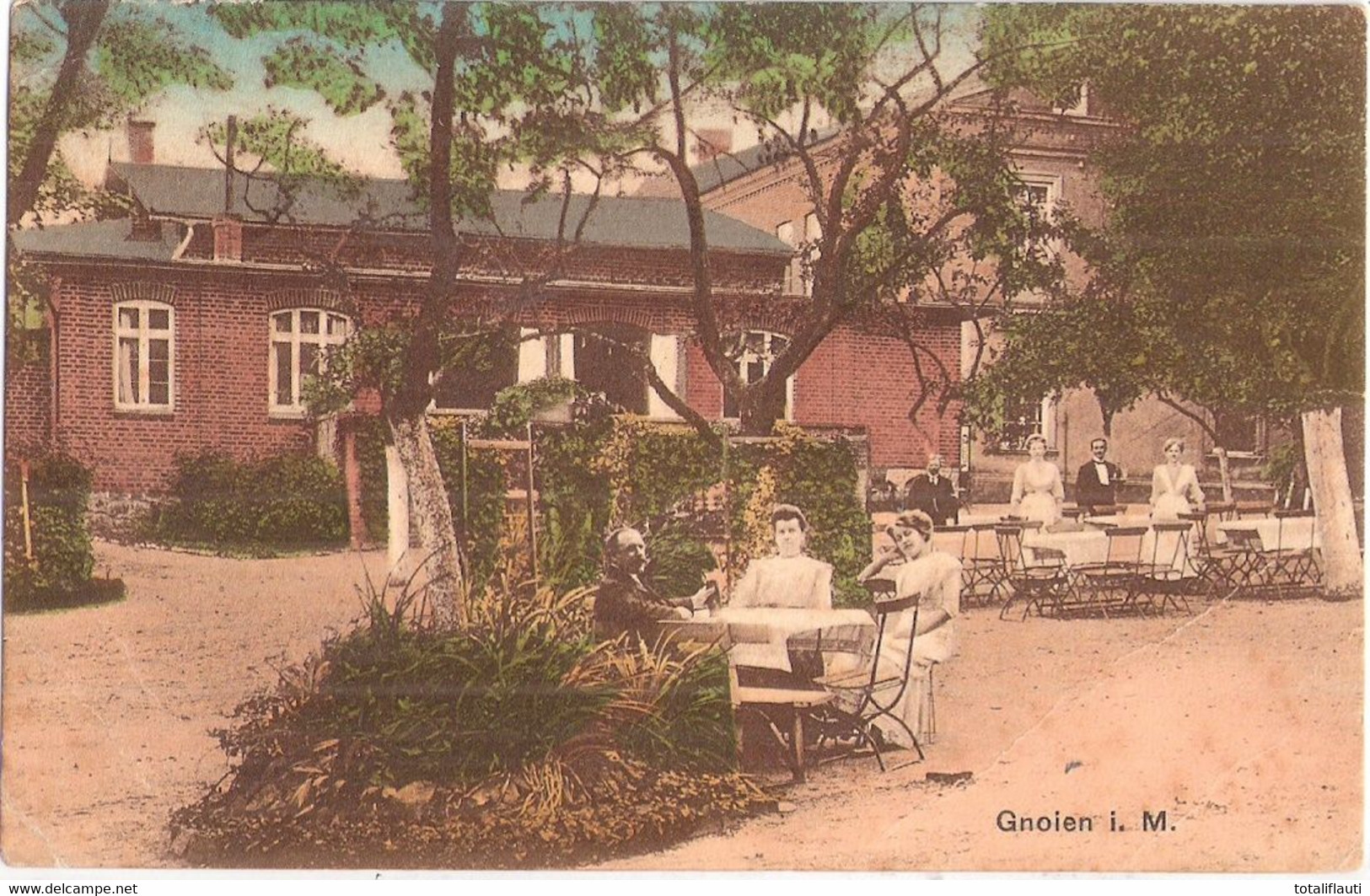 GNOIEN Mecklenburg Hotel Hohenzollern Color Belebt Gäste Bedienung 21.8.1917 Gelaufen - Teterow