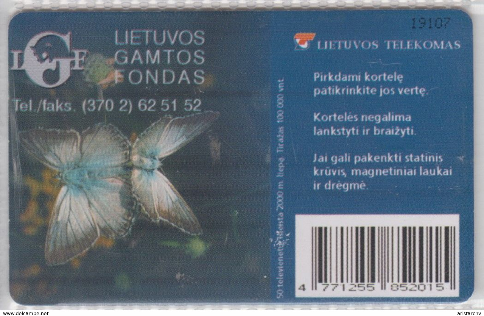 LITHUANIA 2000 BUTTERFLY - Lituanie