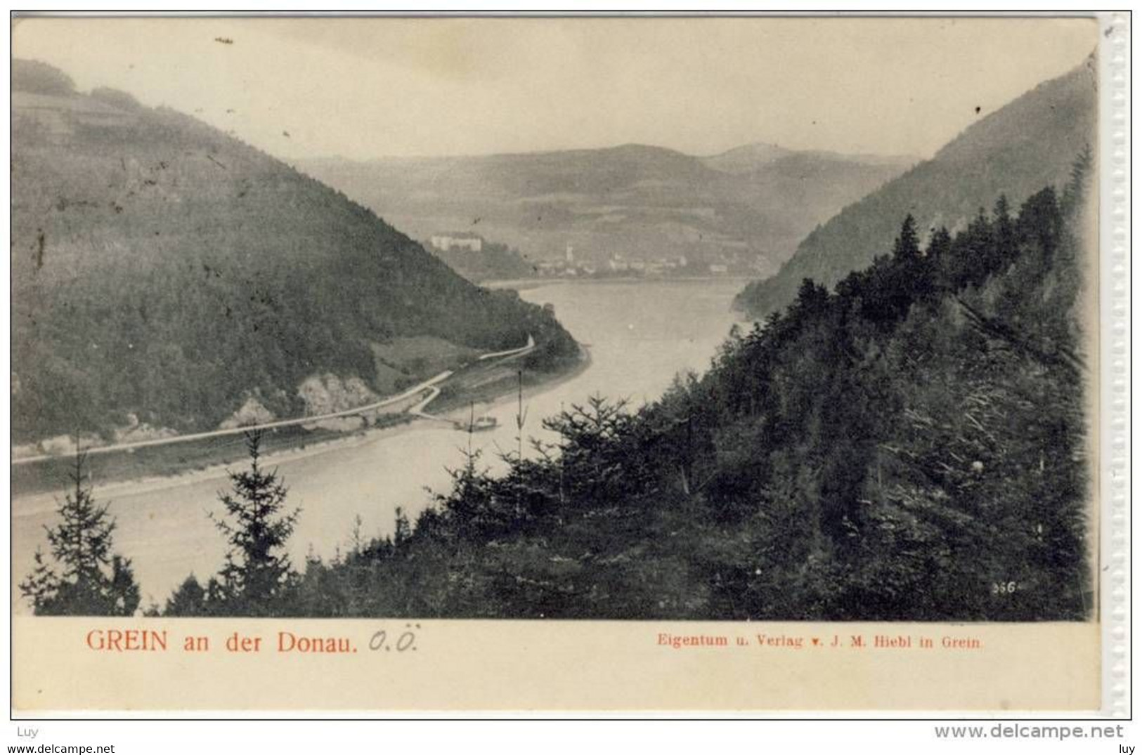 GREIN An Der Donau, Panorama, Verl. J. M. Hiebl , 1910, Gel. - Grein