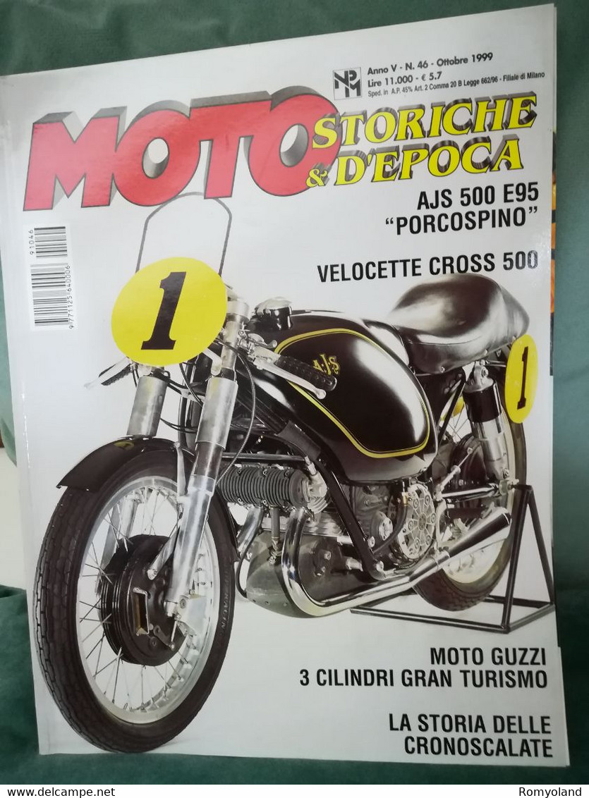 MOTO STORICHE&D"EPOCA  OTTOBRE 1999, MOTO GUZZI 3 CILINDRI,AJS E95 PORCOSPINO, VELOCETTE 500 MSS,MONTESA COTA 247 MK 4 - Motori