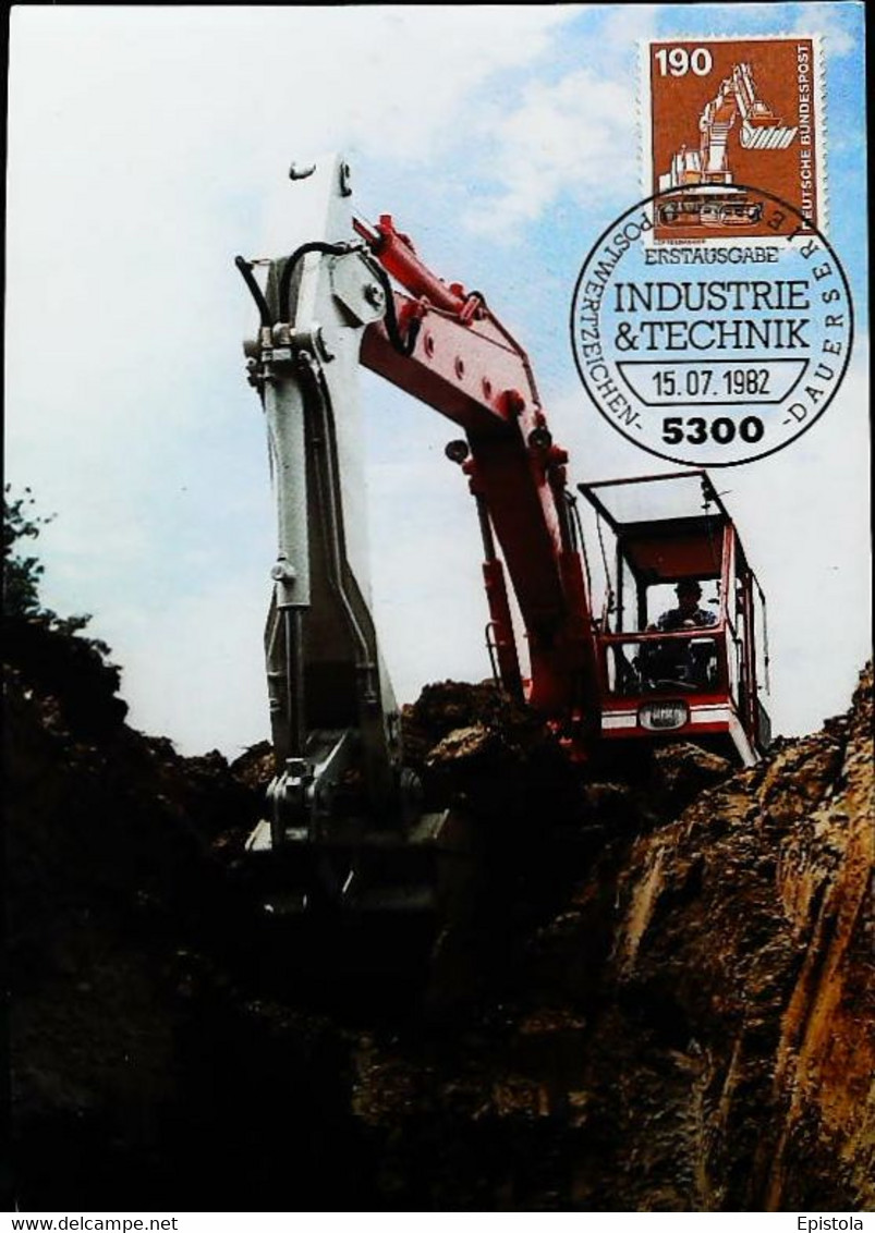 ► Industrie Machine Pelleteuse Allemande Loffelbagger O & K Orenstein & Koppel (BONN 1982)  Carte Maximum Card - Usines & Industries