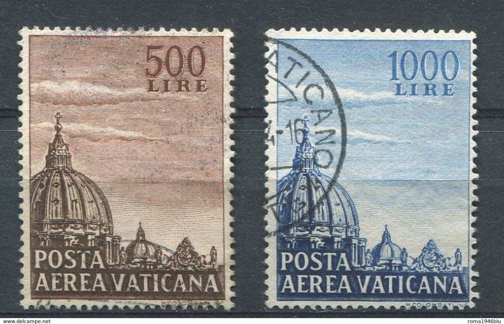 VATICANO 1953 POSTA AEREA CUPOLA ANNULLATO - Airmail