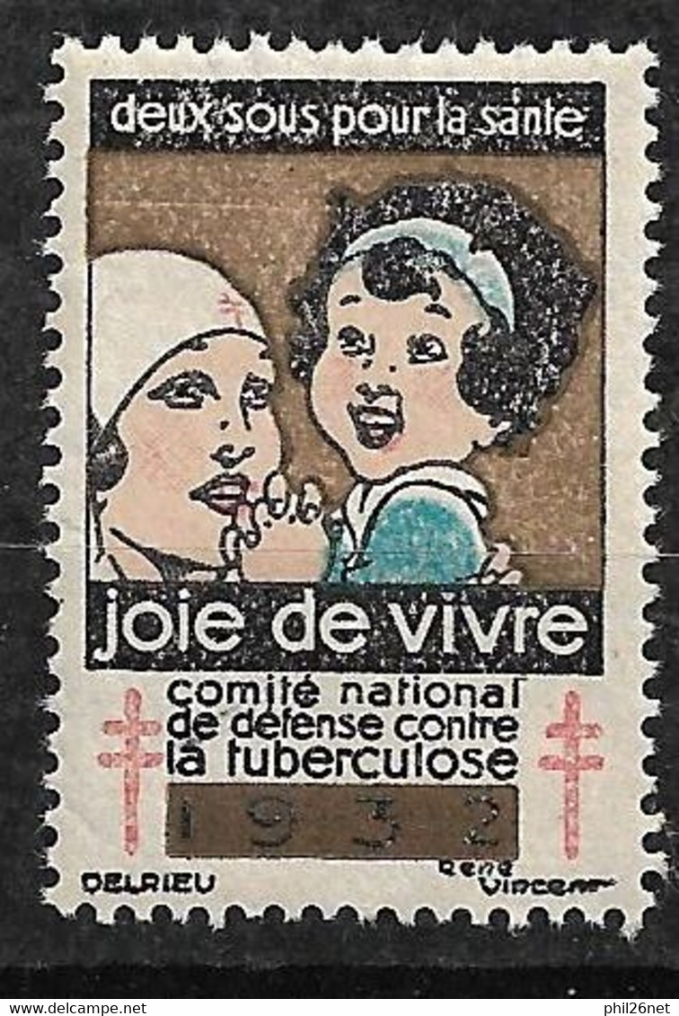 Vignette   "contre La Tuberculose" 1932 Joie De  Vivre  Neuf * * B/ TB      Le Moins Cher Du Site ! ! ! - Tuberkulose-Serien