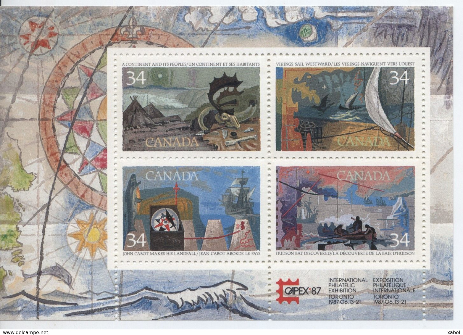 Bloc Feuillet Canada 4 Timbres Neufs "Exploration Du Canada" Scott 1107b - Blocs-feuillets