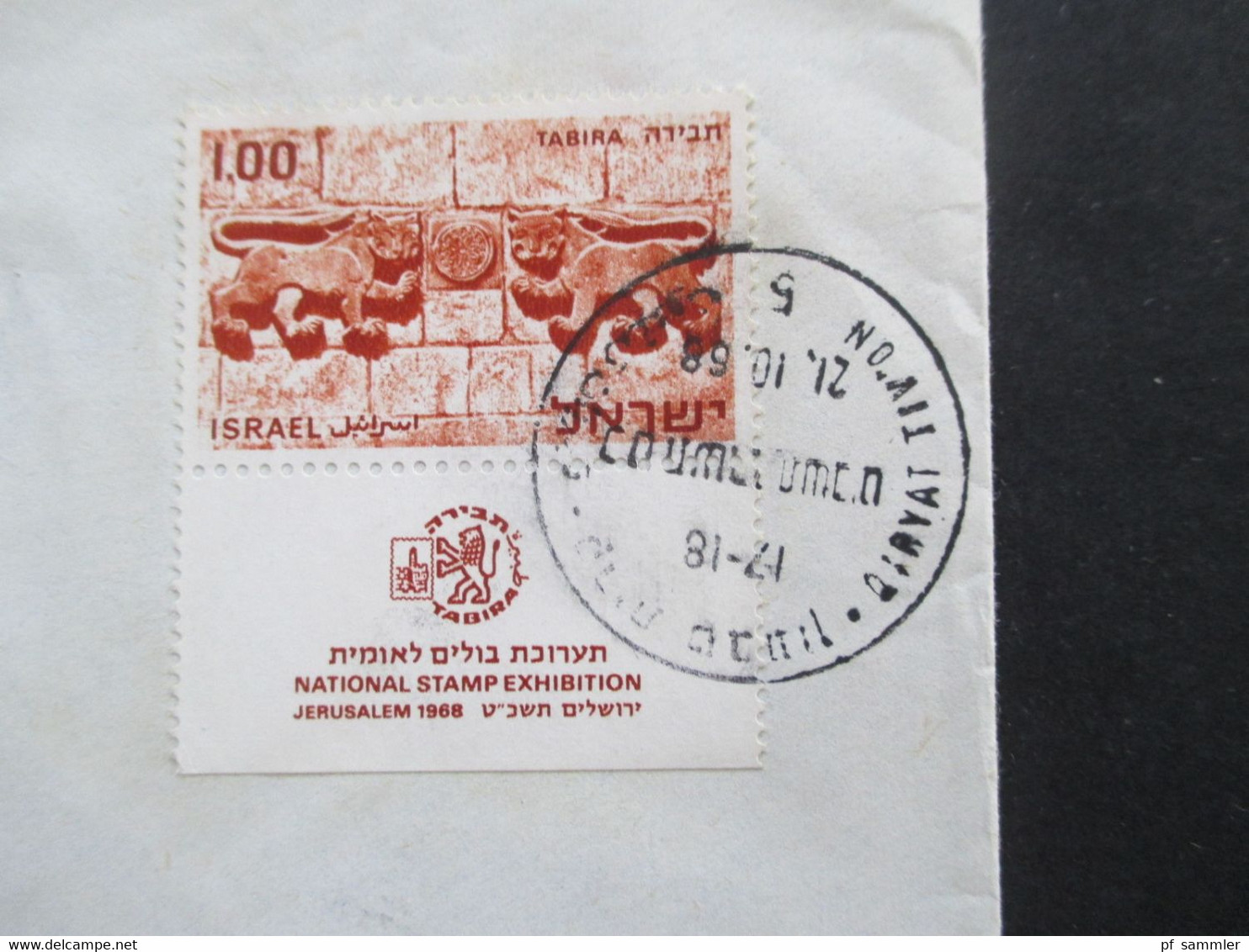 Israel 1968 Air Mail Luftpostbrief Einschreiben Qiryat Tiv'on - München Marke Vom Unterrand! Rückseitig 2 Stempel. - Cartas & Documentos