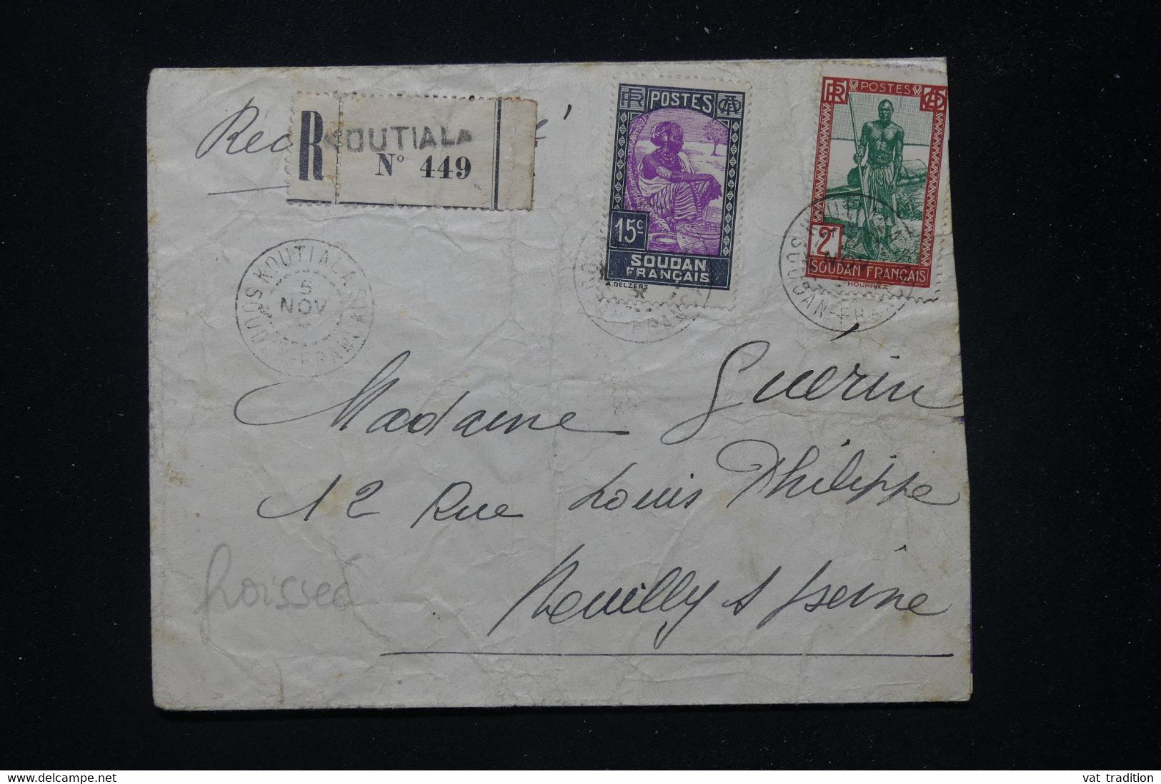 SOUDAN - Enveloppe En Recommandé De Koutiala Pour La France En 1939  - L 81381 - Cartas & Documentos