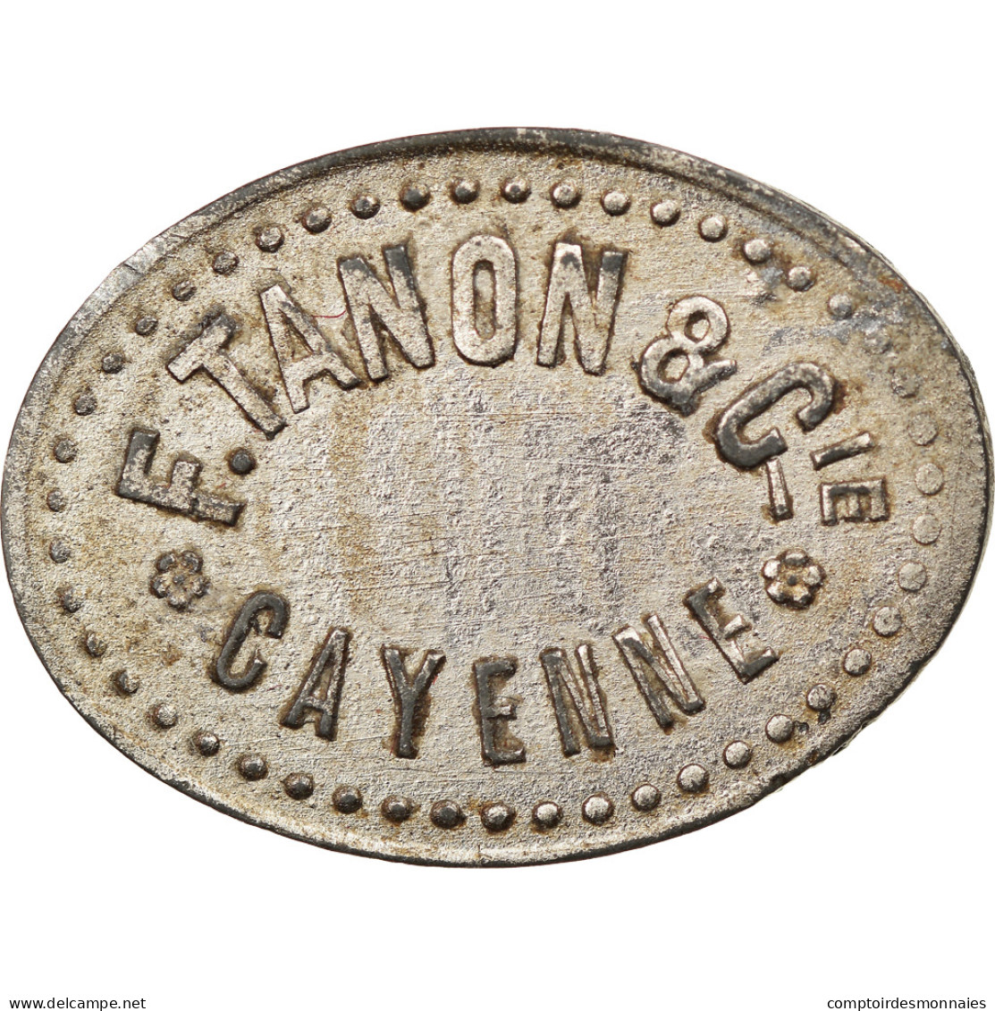 Jeton, FRENCH GUIANA, Cayenne, F. Tanon Et Cie, 30 Centimes, C. 1928, TTB+, Zinc - Monétaires / De Nécessité