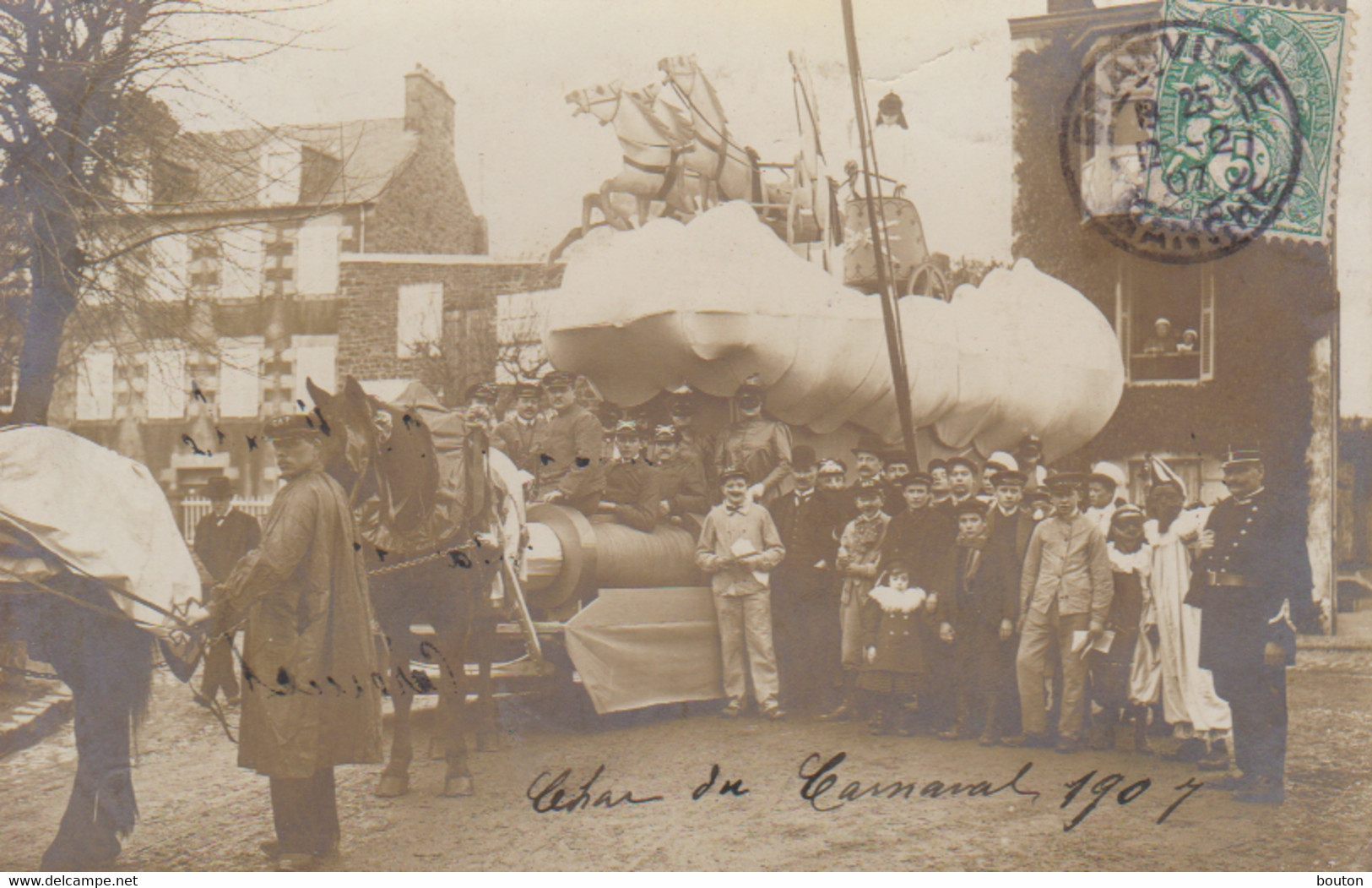 Granville  Carte Photo  50 Manche  Carnaval 1907  Char   Rue St Paul  Je Crois  Déguisés  Superbe - Granville