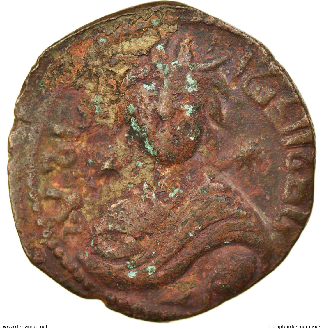 Monnaie, Artuqids, Nasir Al-Din, Dirham, AH 599 (1202/3), Mardin, TB+, Bronze - Islamische Münzen