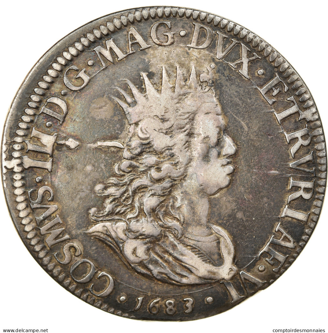 Monnaie, États Italiens, LIVORNO, Cosimo III, Tollero, 1683, TTB, Argent - Tuscan