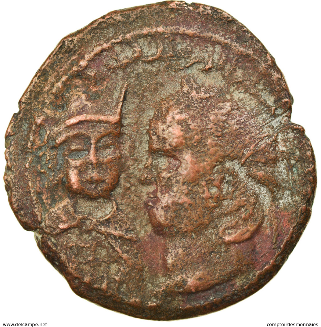 Monnaie, Artuqids, Husam Al-Din Yuluq Arslan, Dirham, Mardin, TB+, Bronze - Islamic