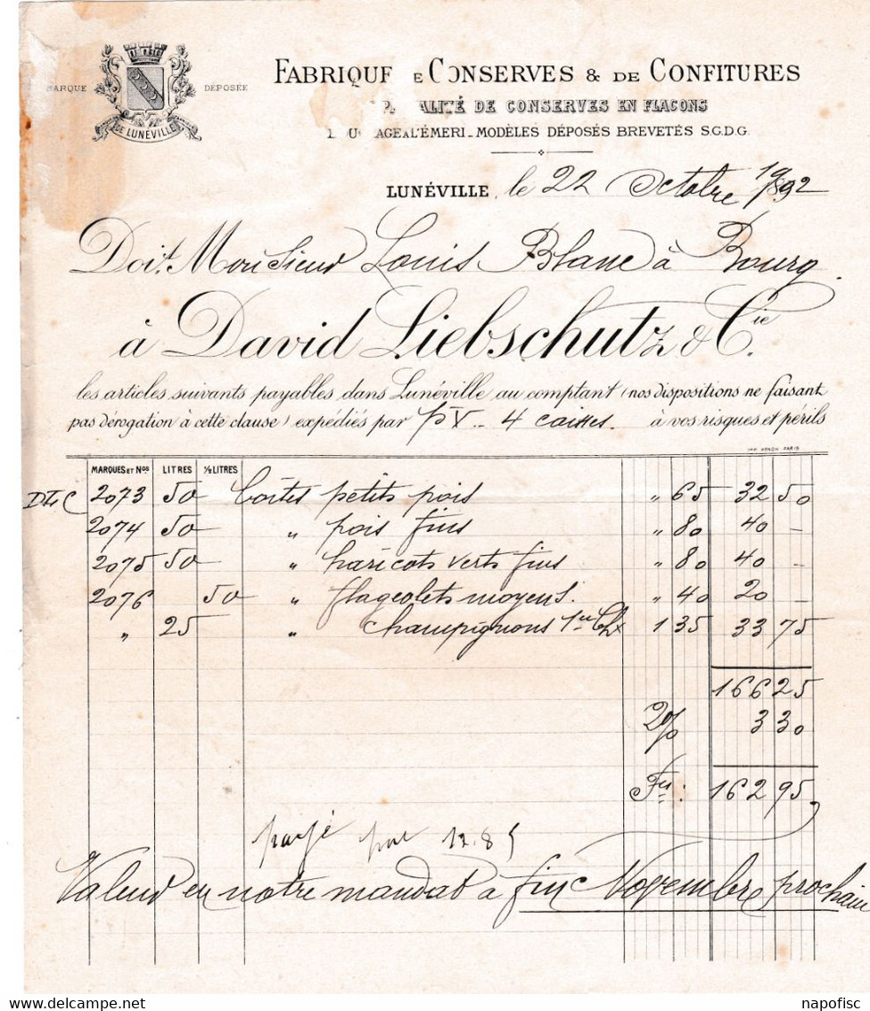 54-D.Liebschut & Cie..Conserves & Confitures..Lunéville.(Meurthe-et-Moselle)...1902 - Alimentos