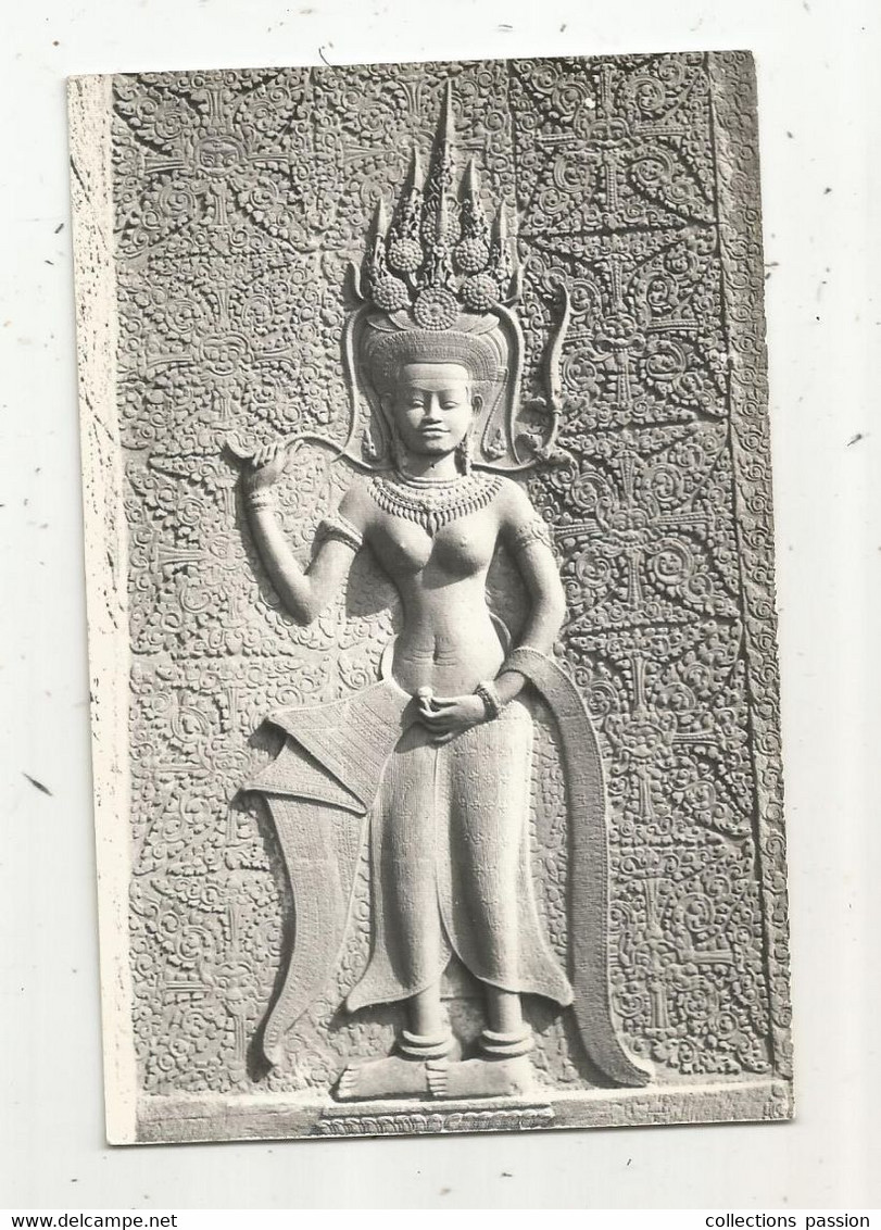 Cp, CAMBODGE , DETAIL D'UNE DEVATA , ANGKOR VAT , Vierge , Arts , Sculpture - Cambodge