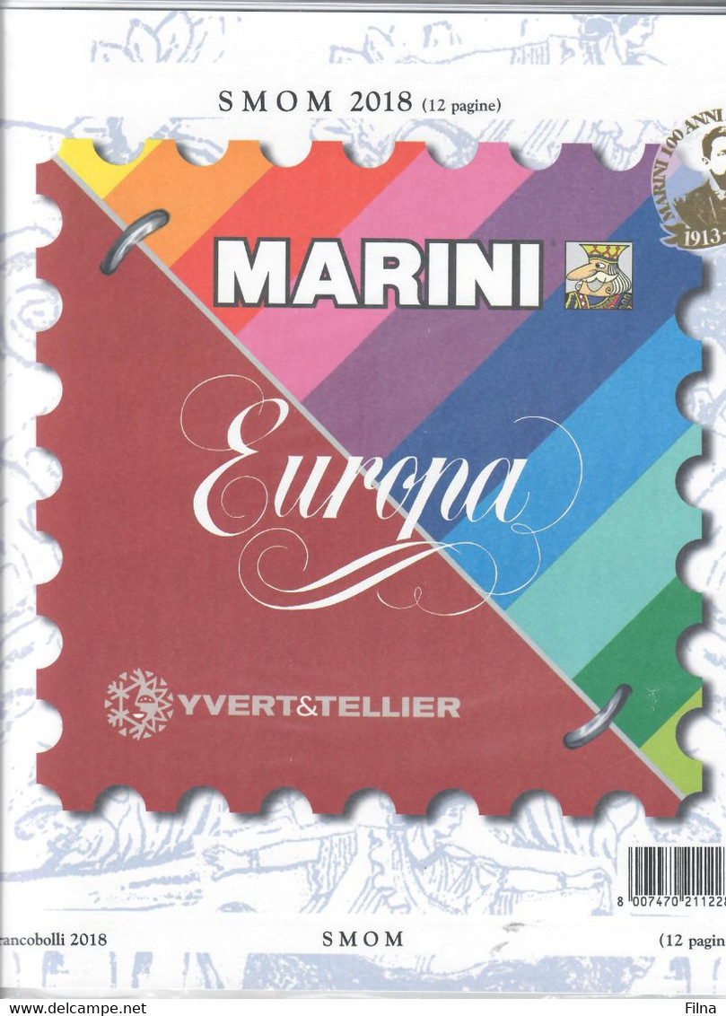 FOGLI AGGIORNAMENTO MARINI SOVRANO MILITARE ORDINE DI MALTA S.M.O.M. 2018 NUOVI IN CONF. ORIGINALE - Stamp Boxes