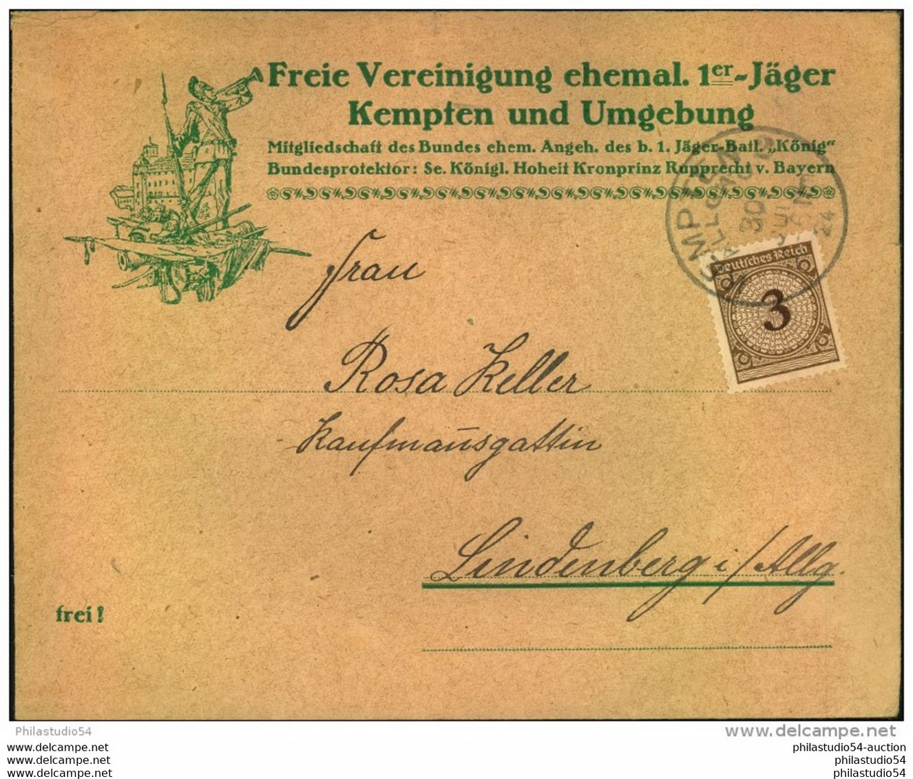 KEMPTEN 1924; Reklame, Advertising, Publicitè - Storia Postale