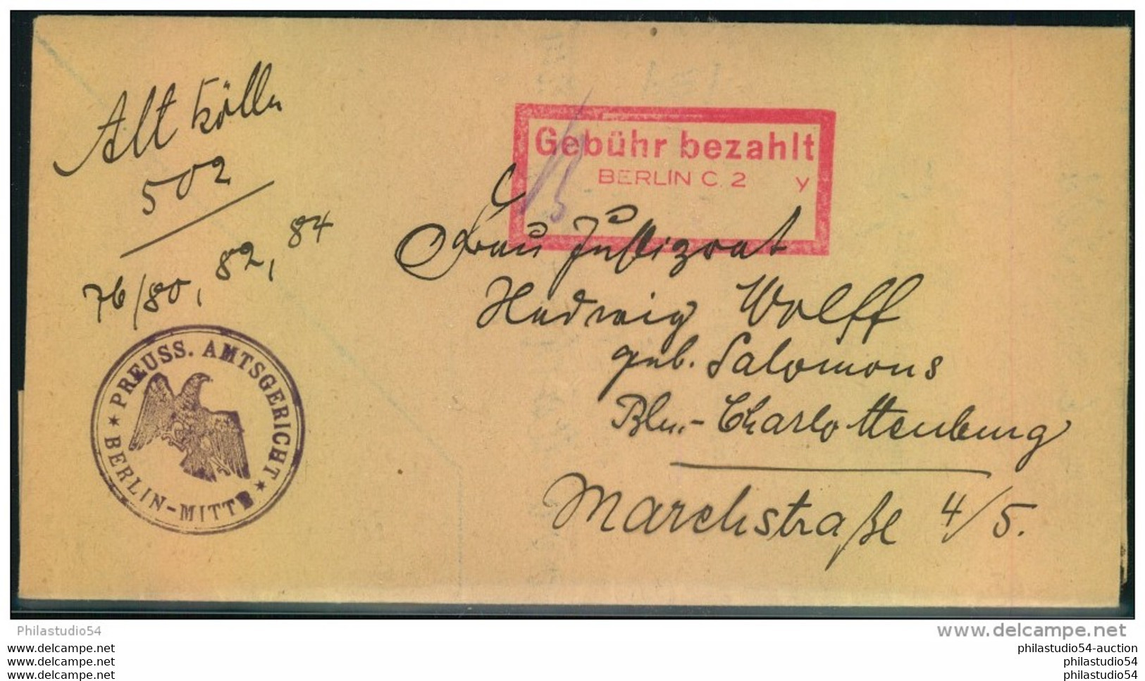 1923, Dienstbrief Mit Seltenem "Gebühr Bezahlt" 24.9.23 - Other & Unclassified