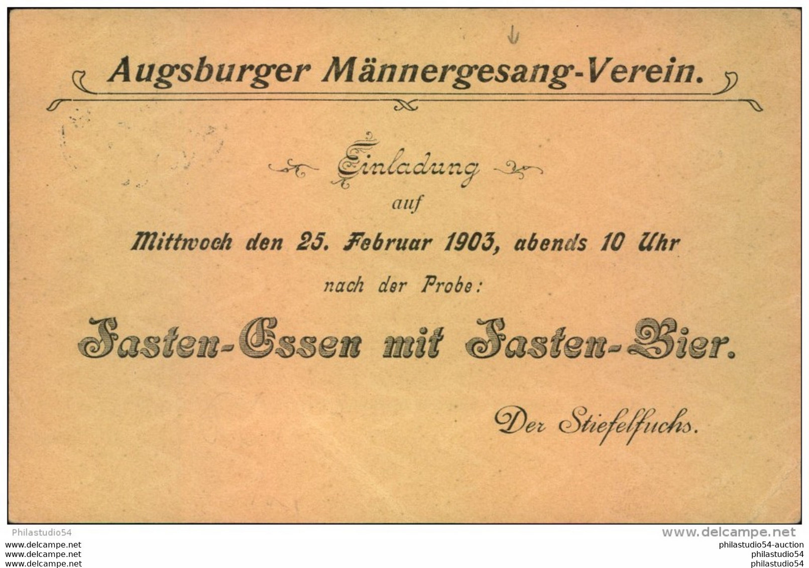 1903, 2 Pfg. Ganzsache Mit Privatem Zudruck "Männergesangverein Augsburg", Heimat Bayern, Musik - Postal  Stationery