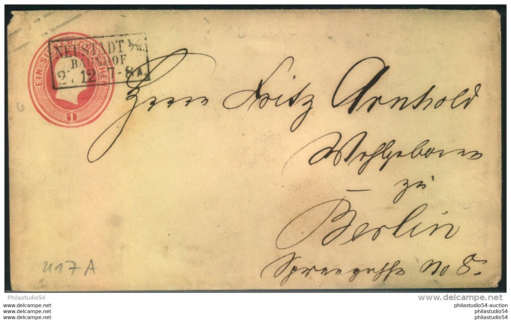 1861, 1 Sgr. Ganzsachenumschlag NEUSTADT A. W. BAHNHOF - Interi Postali