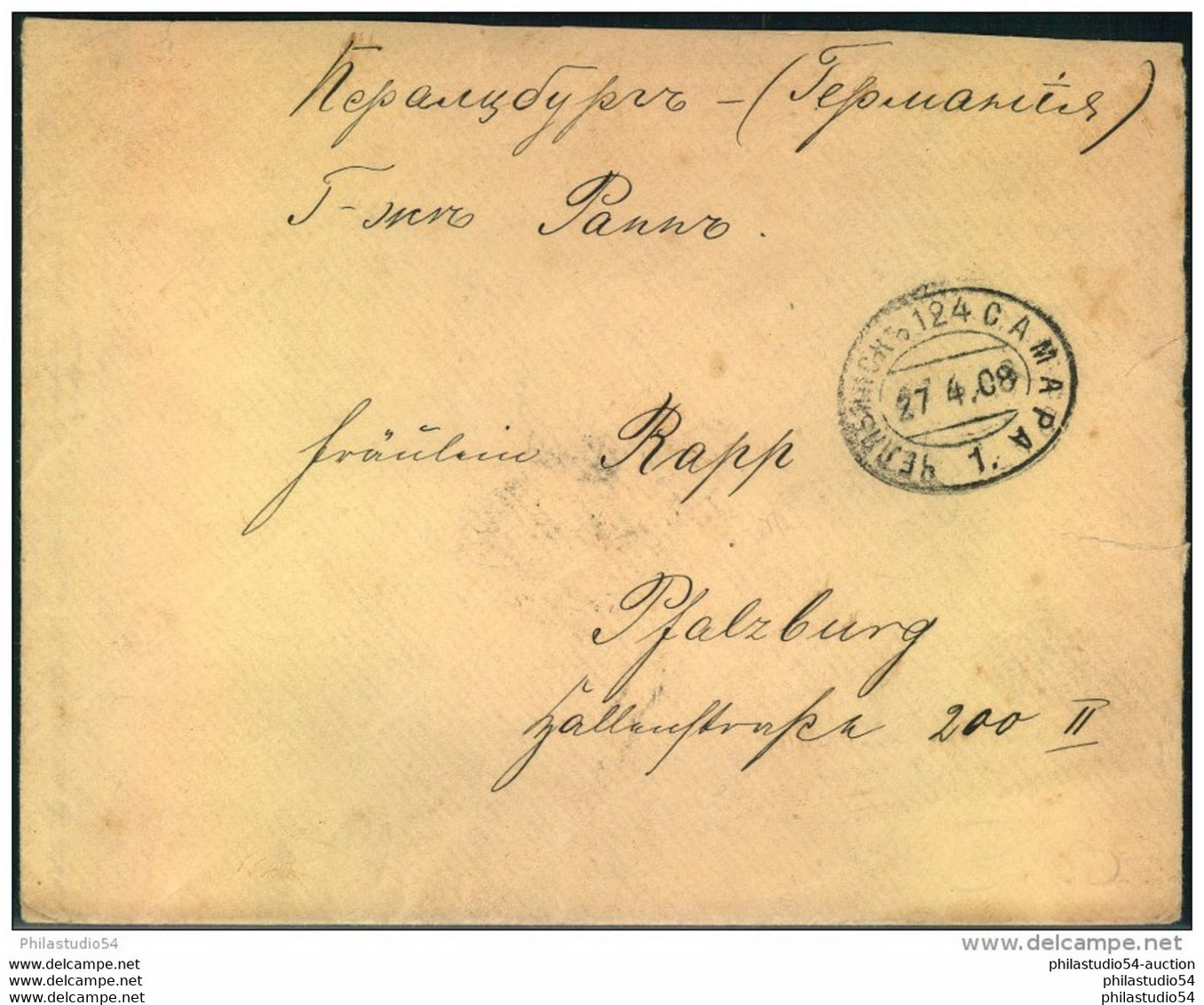 1909, Letter With T.P.O. TSCHELJABINSK-SAMARA Sent To Pfalzburg - Sonstige & Ohne Zuordnung