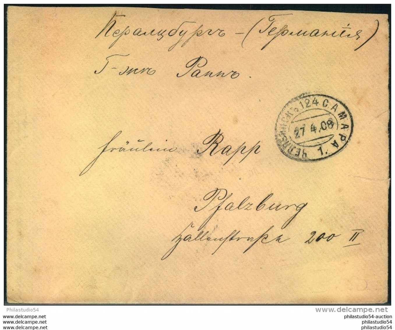 1909, Letter With T.P.O. TSCHELJABINSK-SAMARA Sent To Pfalzburg - Other & Unclassified
