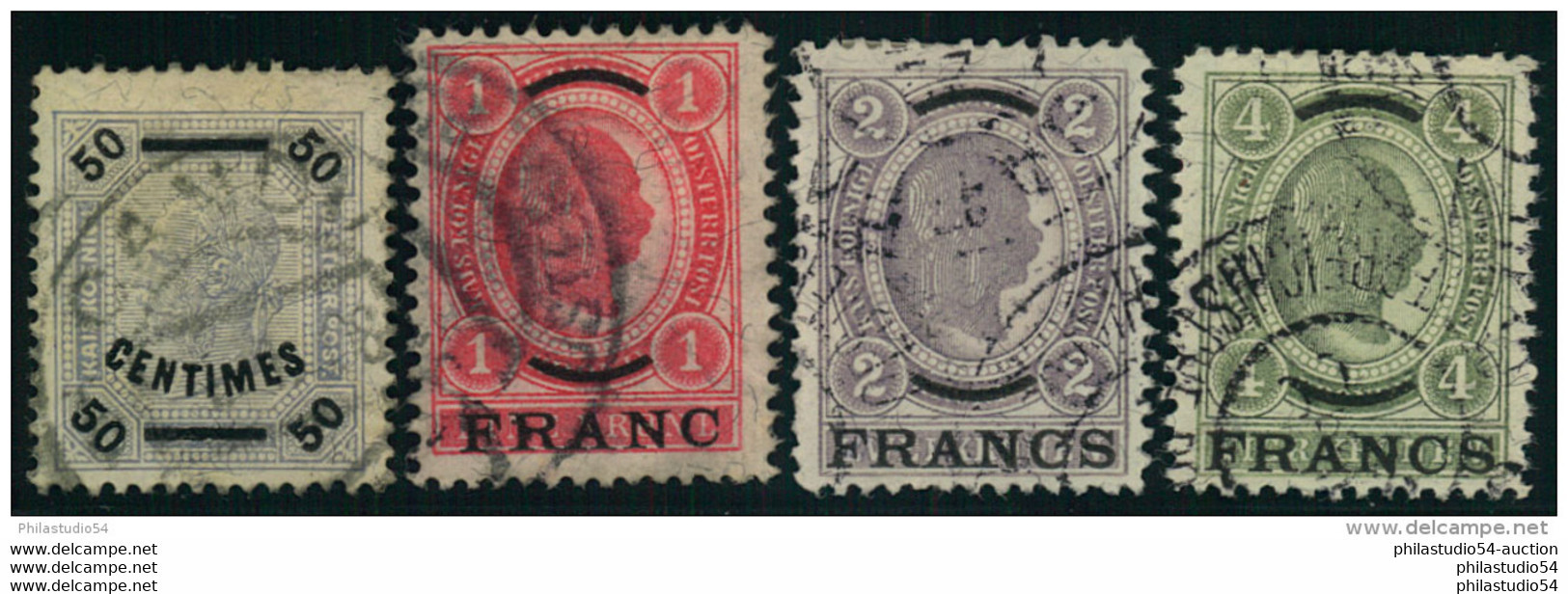 1904, Die Vier Höchstwerte 50 Cent Bis 4 Francs Gestempelt. Michel 1.200,- - Creta