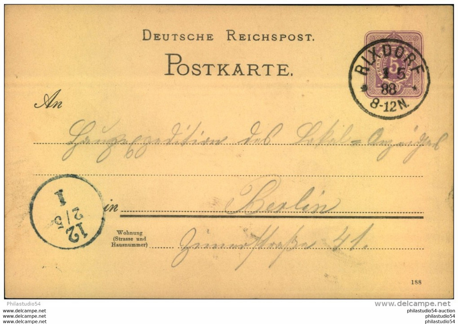 1888, RIXDORF, Besserer Berliner Vorortstempel (KBHW V 156) - Frankeermachines (EMA)