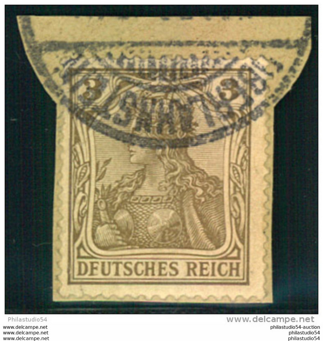 "DFUTSCHES REICH", Plattenfehler Auf 3 Pfg. Germania - (Mi-Nr. 69 I - 55,00) - Usados