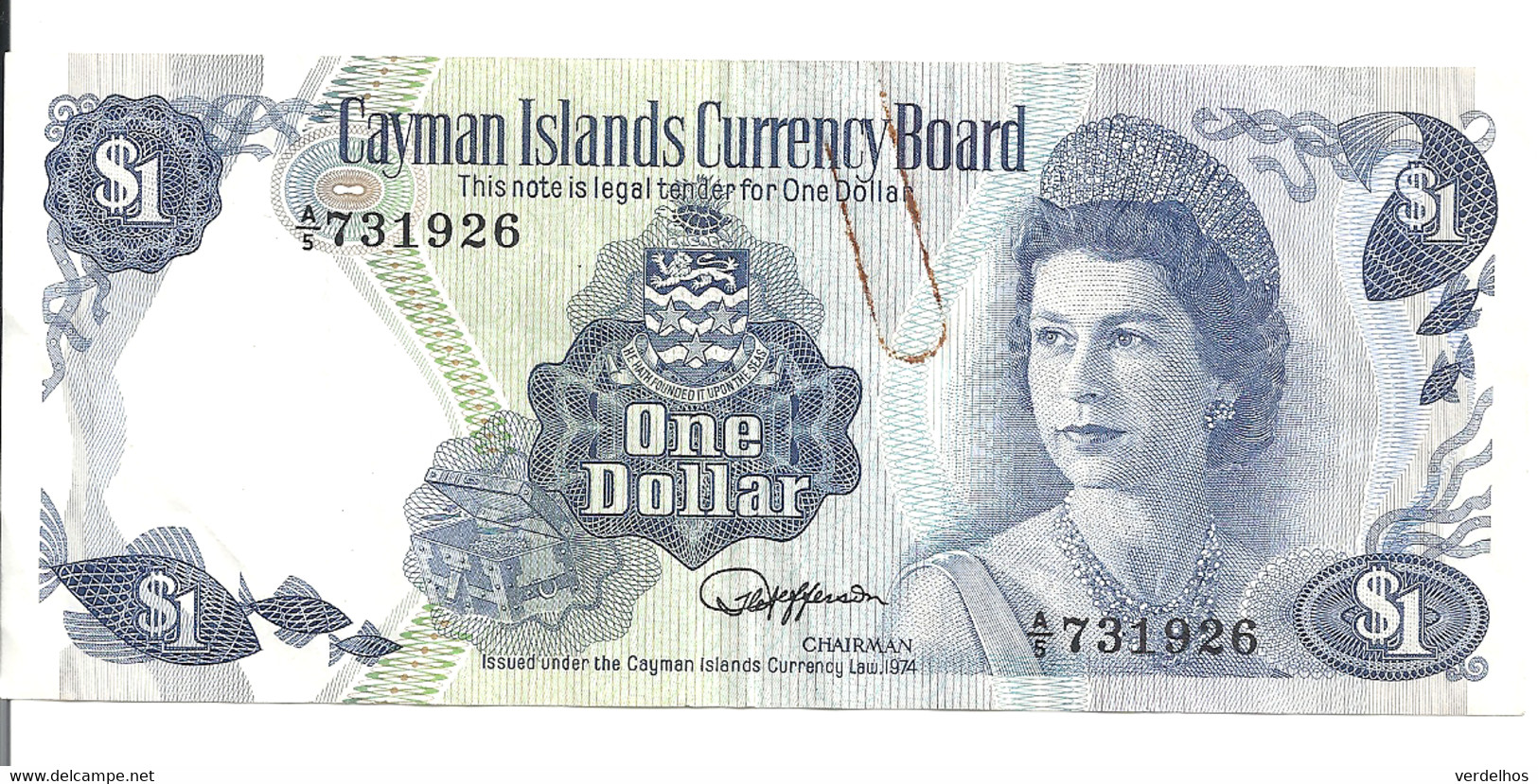 CAYMAN ISLANDS 1 DOLLAR L.1974(1985) VF P 5 D - East Carribeans