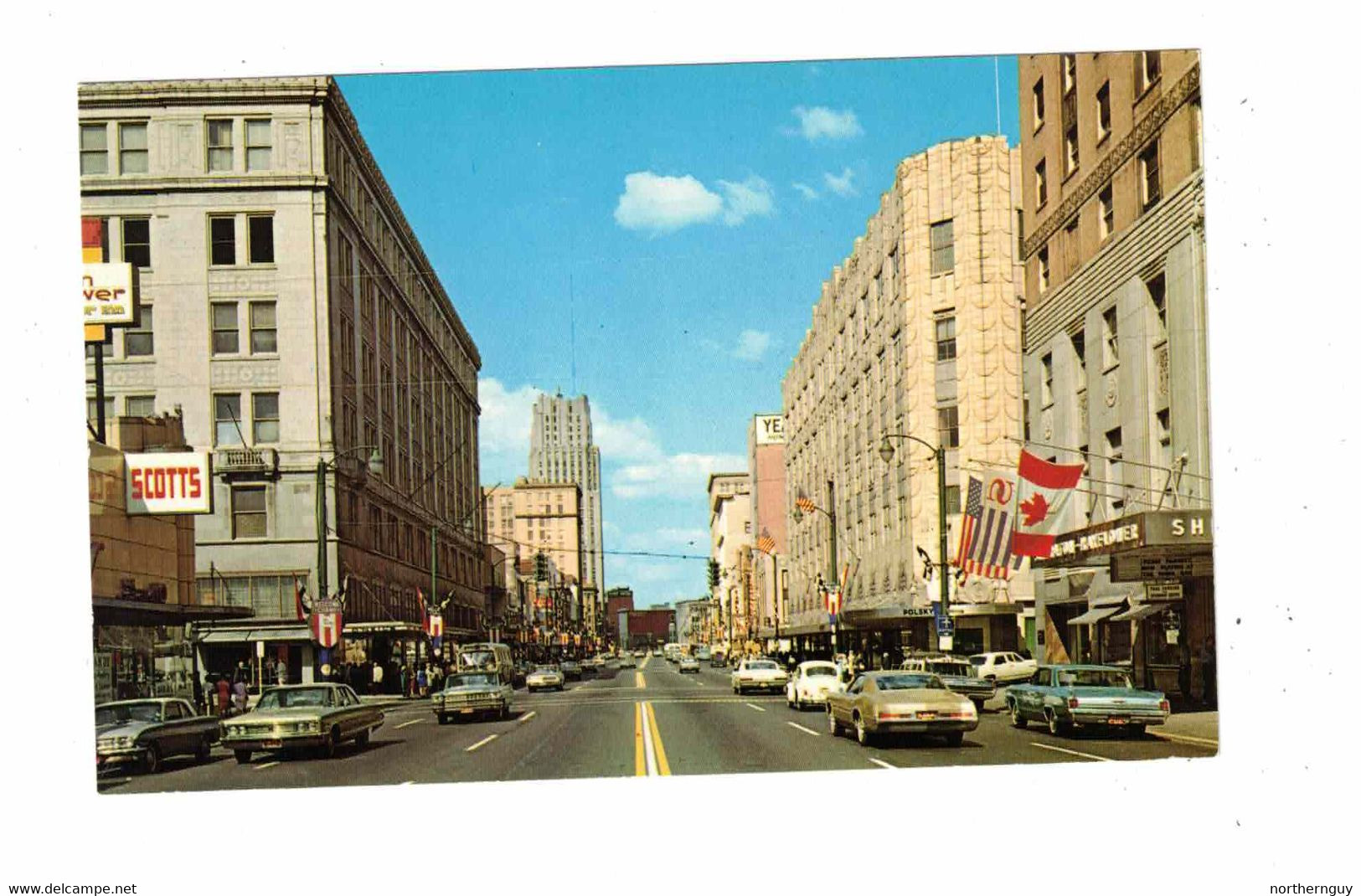 AKRON, Ohio, USA, Main Street & Stores, Old Cars, Old Chrome Postcard - Akron