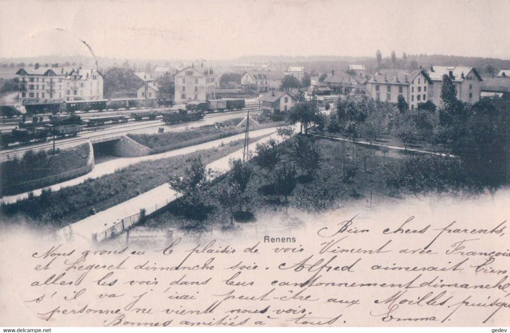 Renens VD, Chemin De Fer, Gare De Triage Et Trains (21.8.1901) - Renens