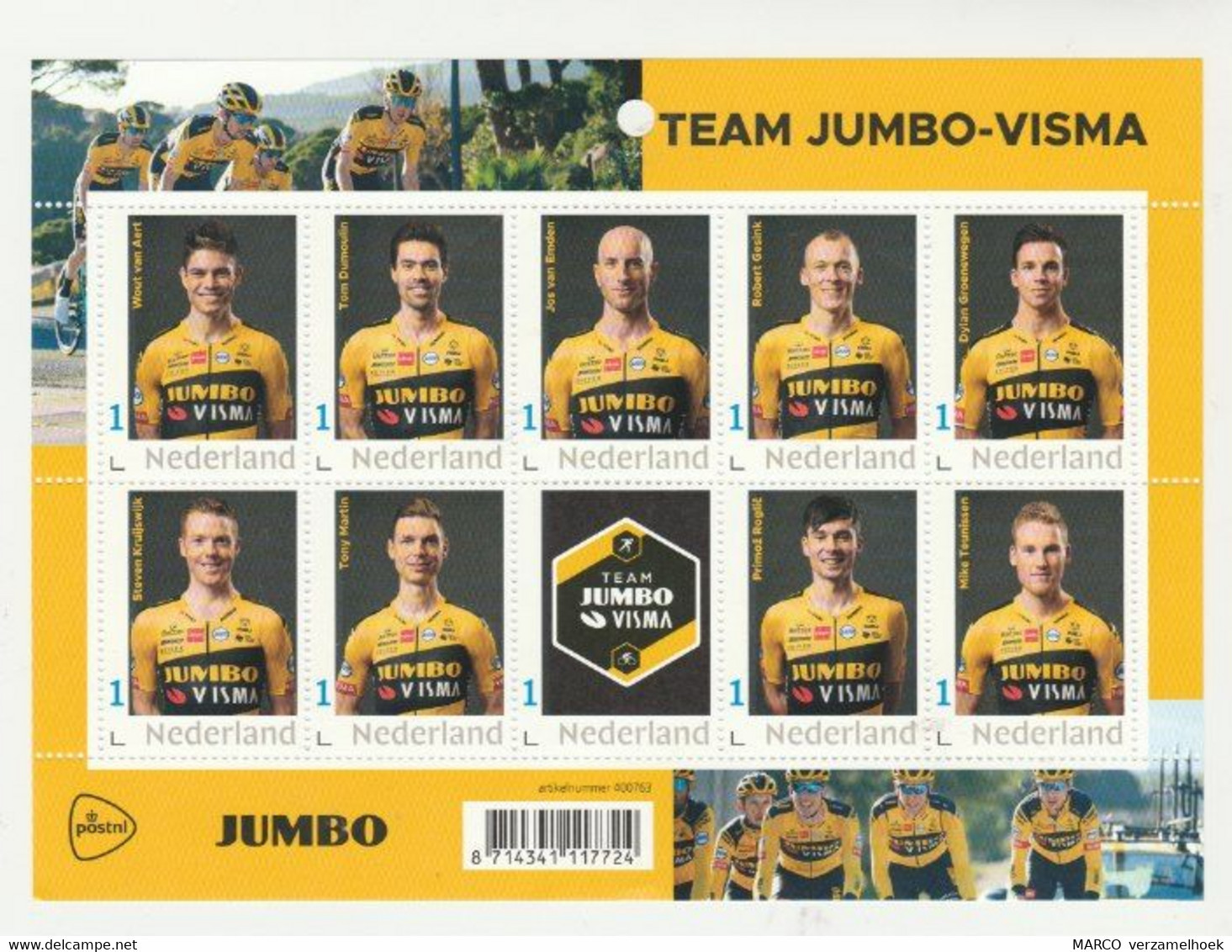 Nederland 2020 POSTZEGELVEL Wielrennen Team Jumbo Visma Tour De France-giro De Italia (NL) - Non Classificati