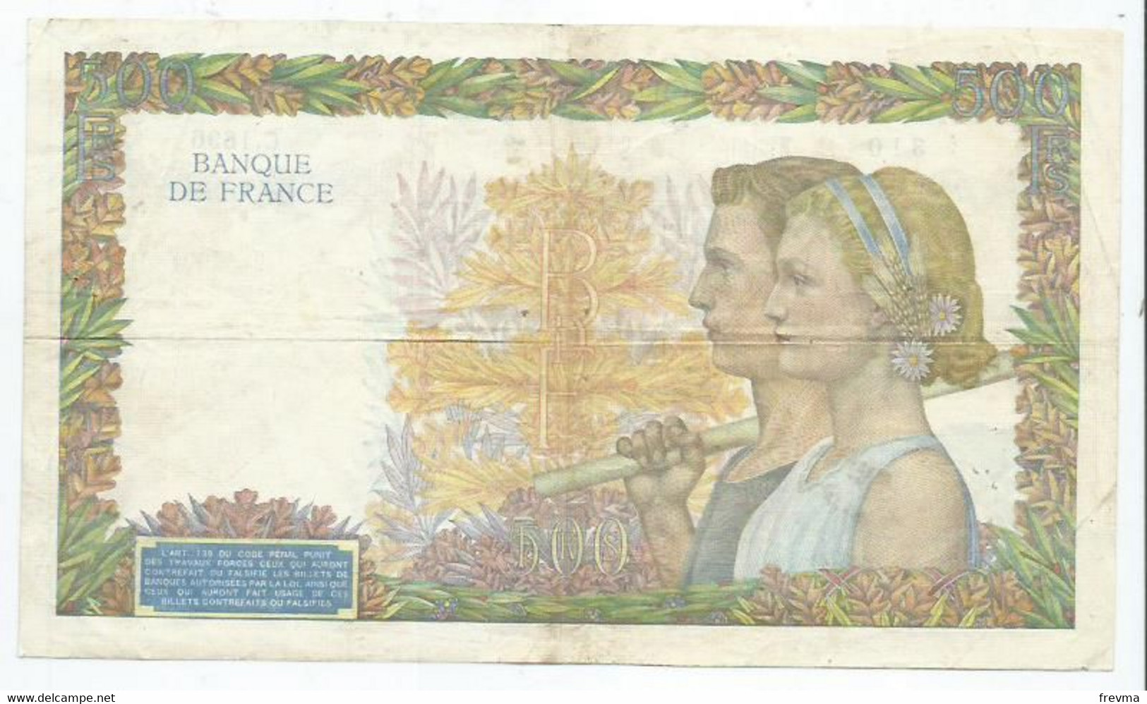 500 Francs La Paix  19-12 1940 DQ - 500 F 1940-1944 ''La Paix''