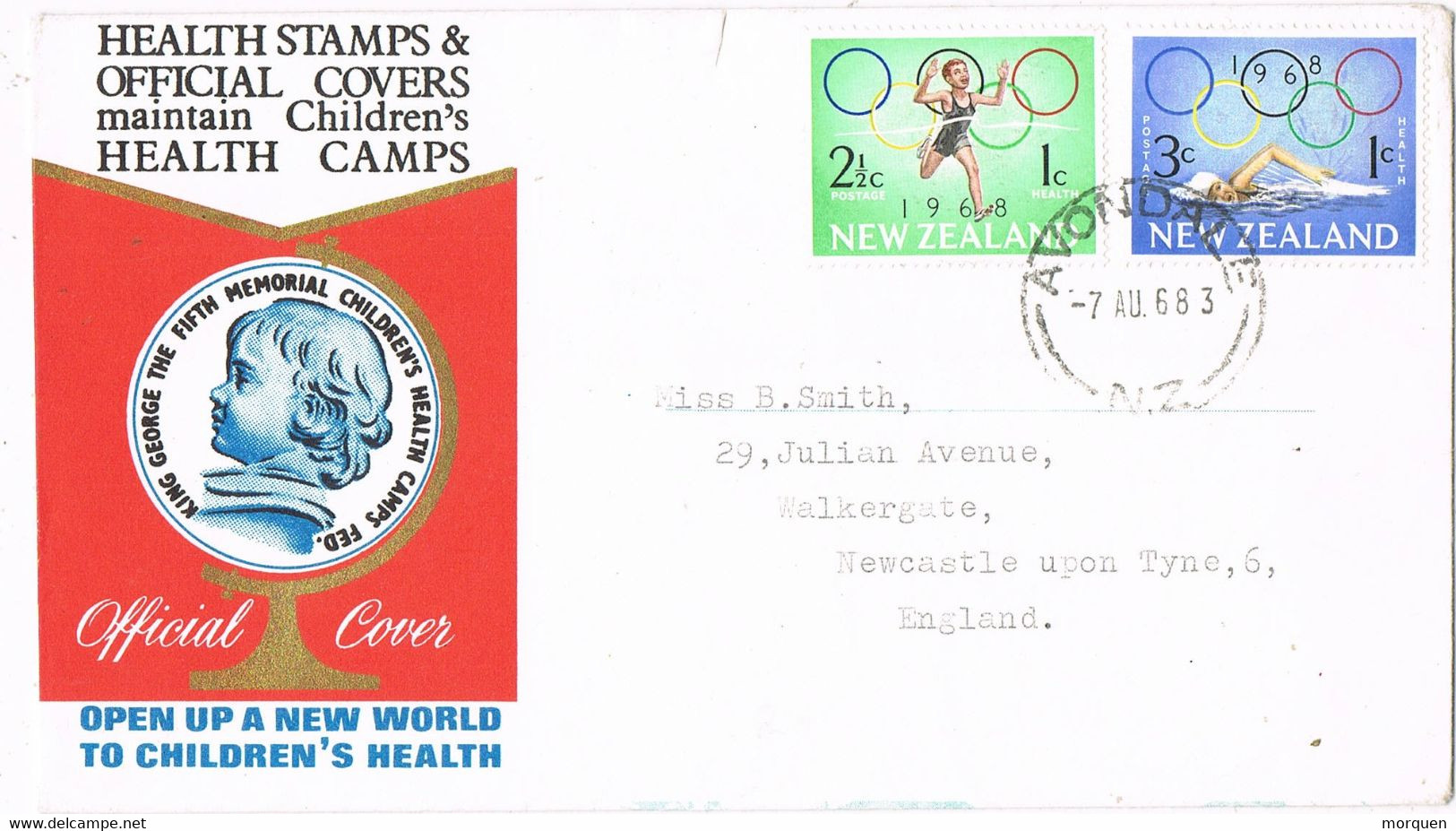 38564. Carta AVONDALE (New Zealand) 1968. Health Camps, Children's - Covers & Documents
