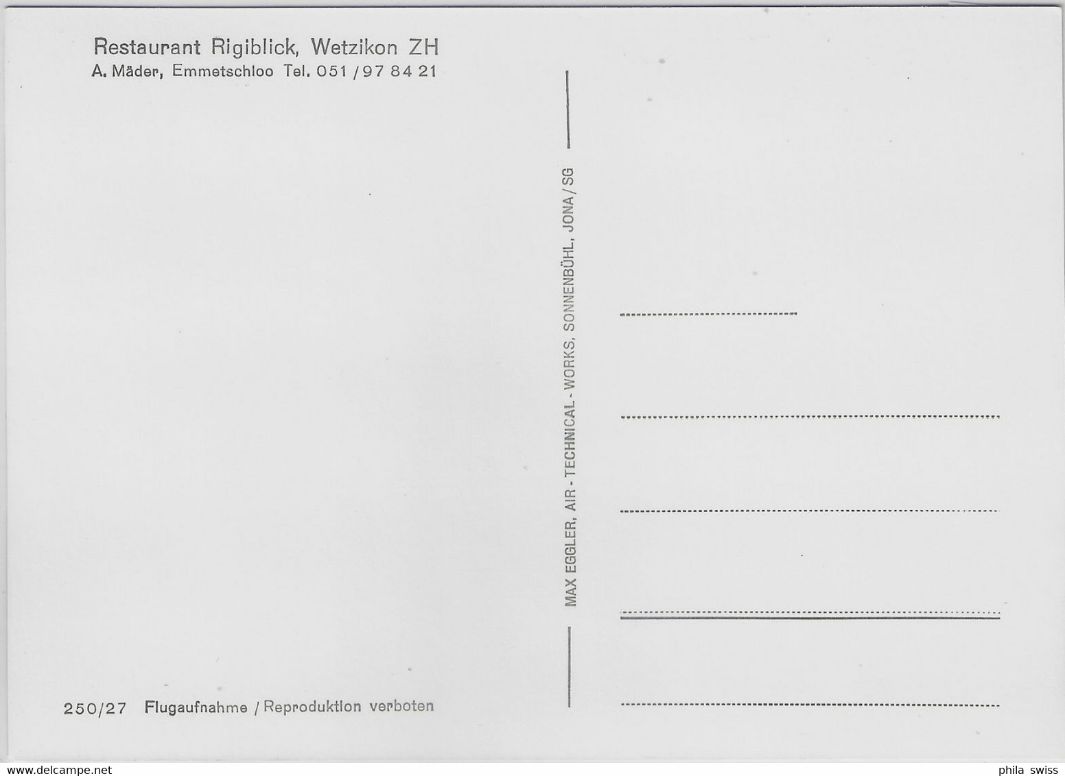 Flugaufnahme Restaurant Rigiblick Wetzikon ZH - Wetzikon