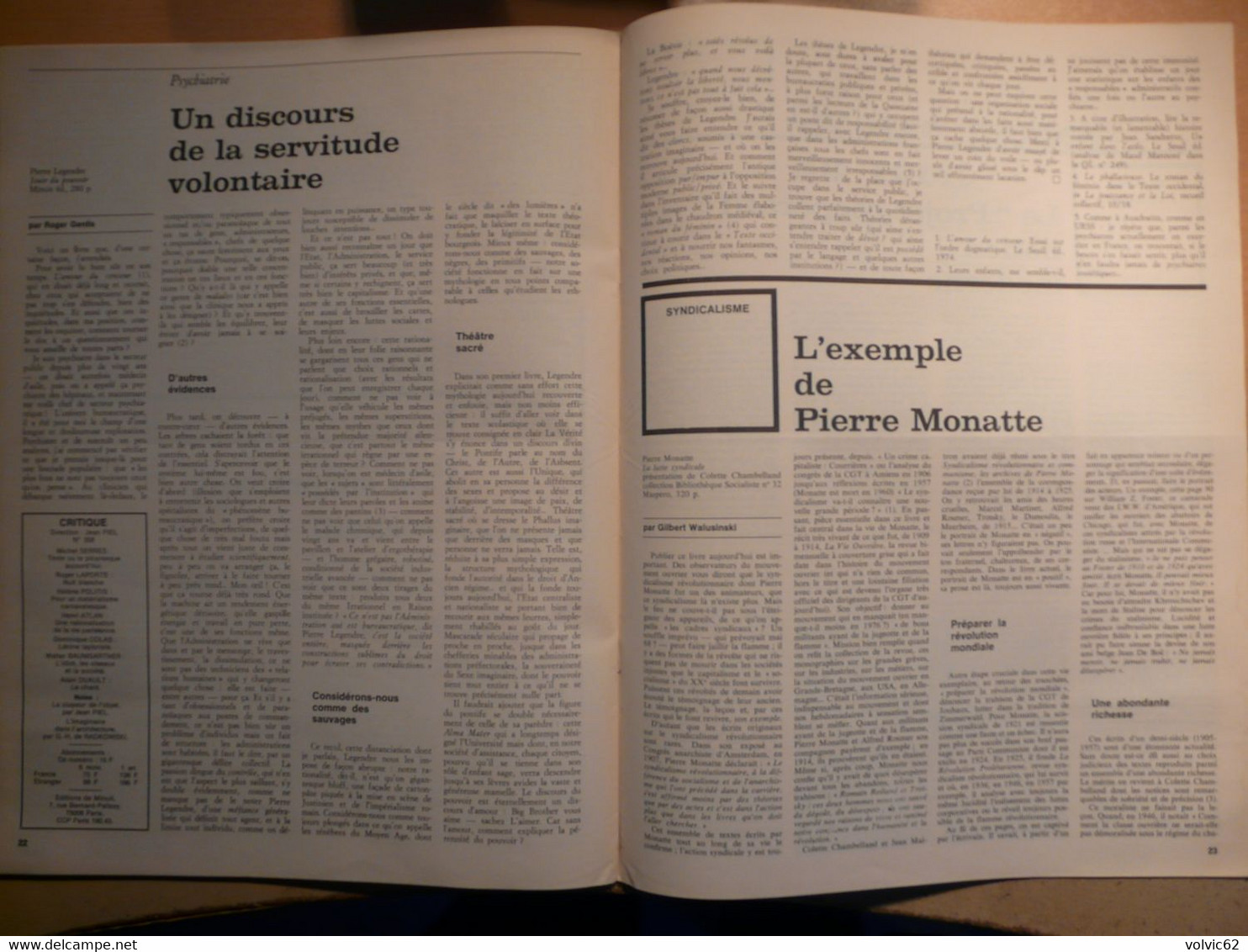 La Quinzaine littéraire 252 1977 Malraux Michel serres Tournier Henry James Ernst Bloch pierre monatte Sciascia da silva