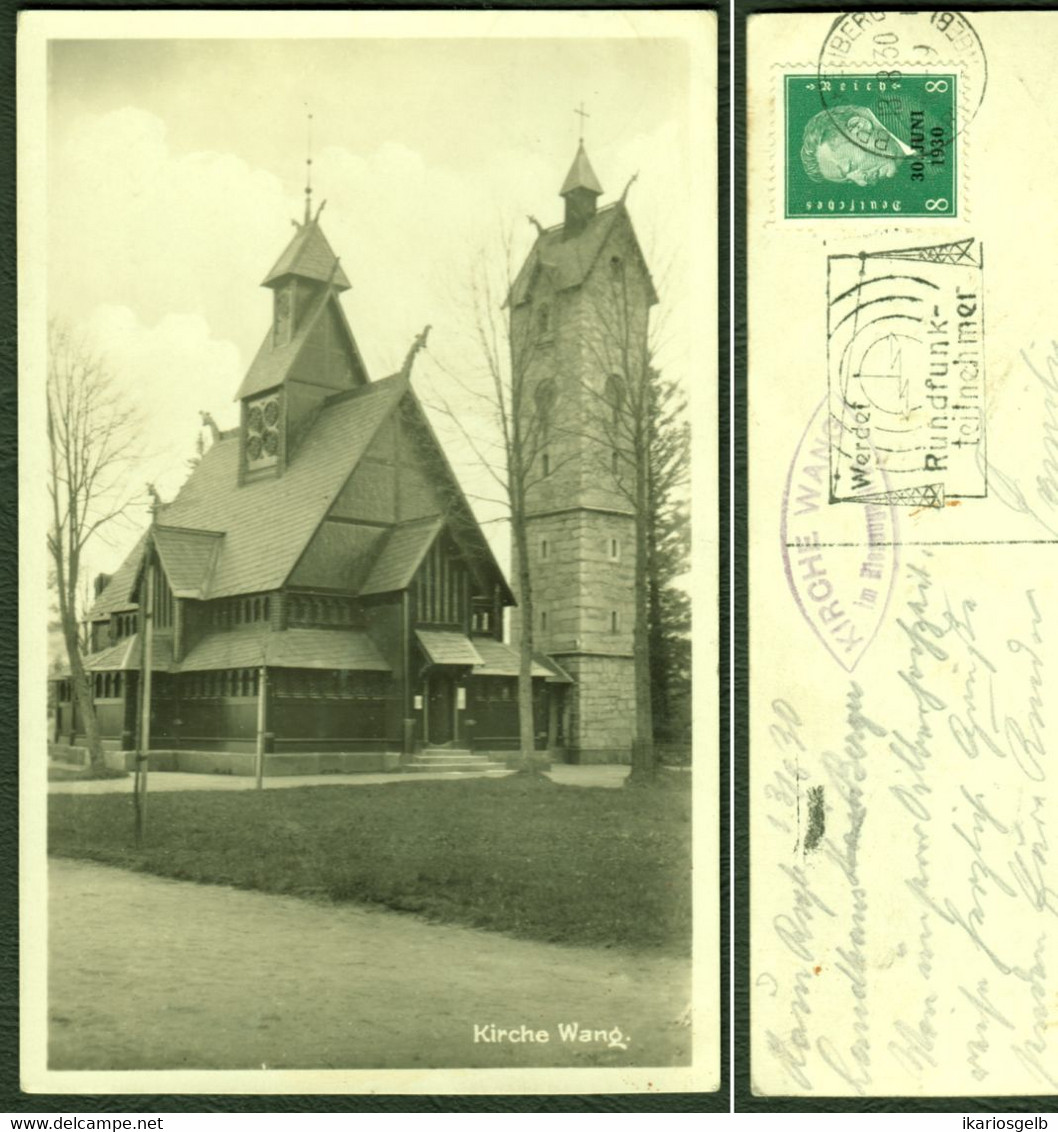 Brückenberg Krummhübel = Karpacz Gorny Kirche Wang 1930 Alte Ansichtskarte > Fürth Bayern - Westpreussen