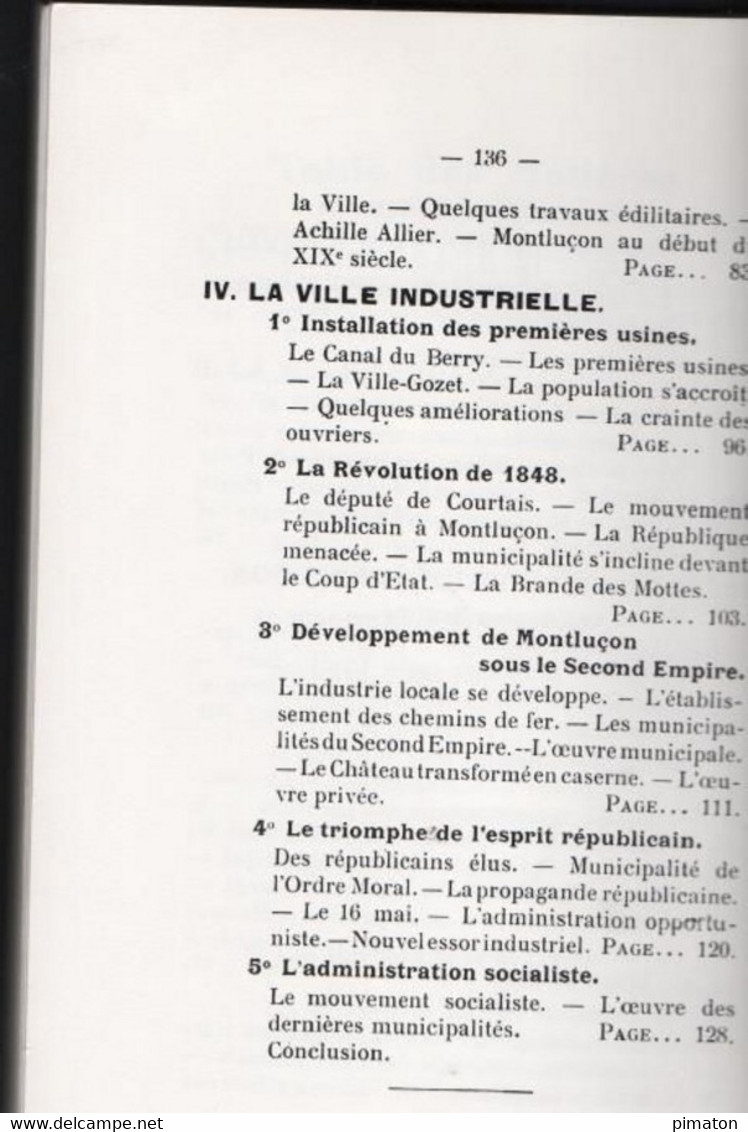 Livre De 136 Pages  Histoire De Montluçon Par ERNEST MONTUSES    1978 - Bourbonnais