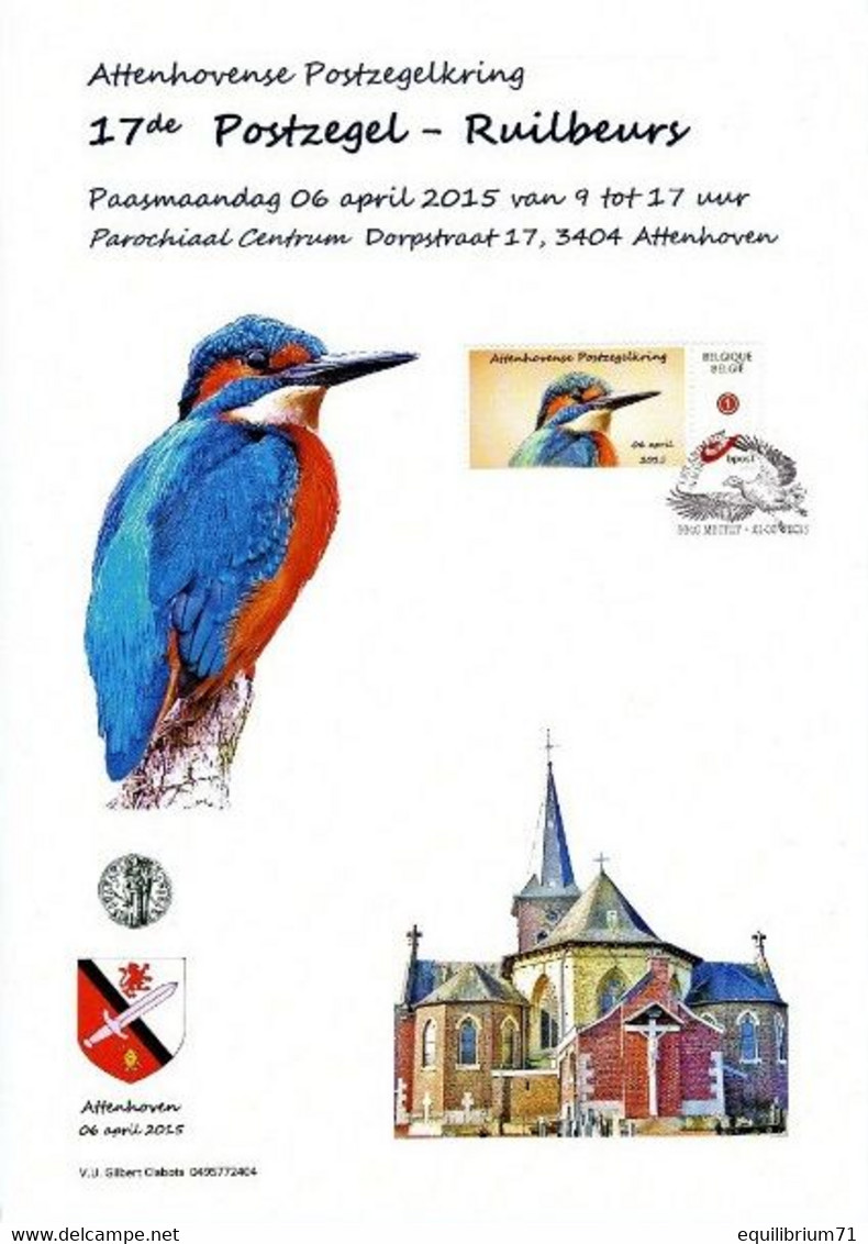 CS/HK - Carte Souvenir / Herdenkingskaart / Andenken-Karte / Souvenir Card - Attenhoven 2015 - A4 - Martin-pêcheur - Lettres & Documents