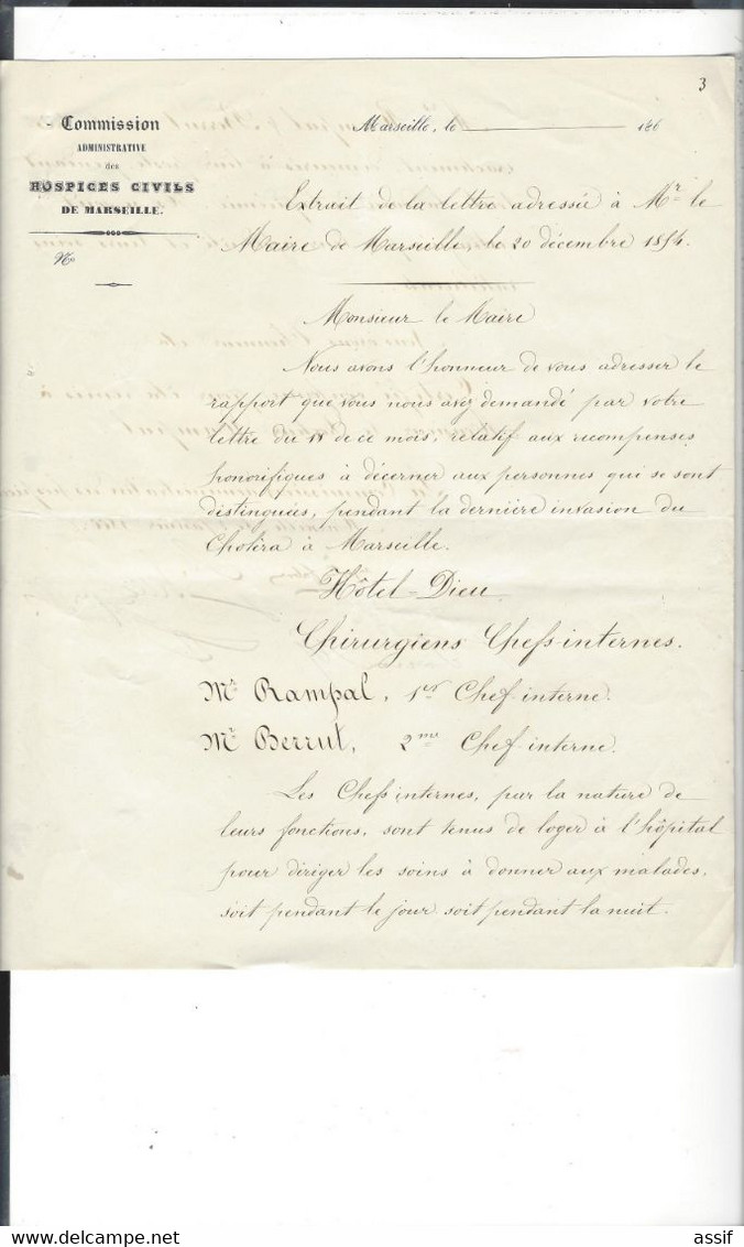 Docteur Louis Rampal  , Hospices Civils De Marseille ( Services Donnant Lieu à Cert. De Satisfaction ) Augustin Fabre - Non Classificati