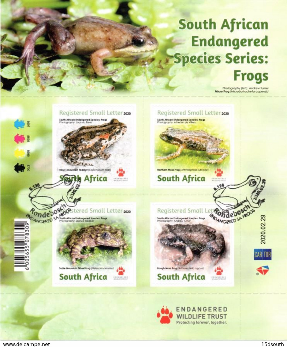 South Africa - 2020 Endangered Frogs Sheetlet (o) - Rane