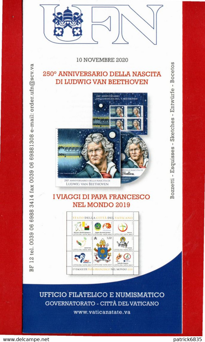 Vaticano - 2020 - Bollettino. Ufficiale. Ann. Nascita Di LUDWIG Van BEETHOVEN - Papa Francesco I Viaggi 10/11//2020. - Cartas & Documentos